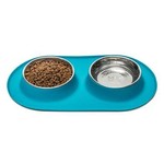 Messy Mutts Messy Mutts Dog Double Silicone Feeder Blue 3 CUP
