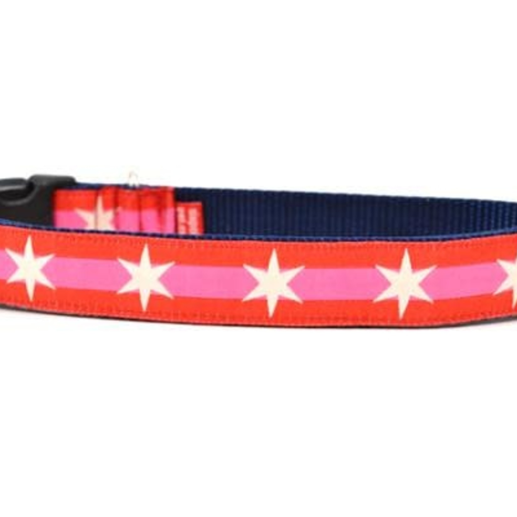 Six Point Pet Six Point Pet Chicago Flag Red/Pink Collar Large