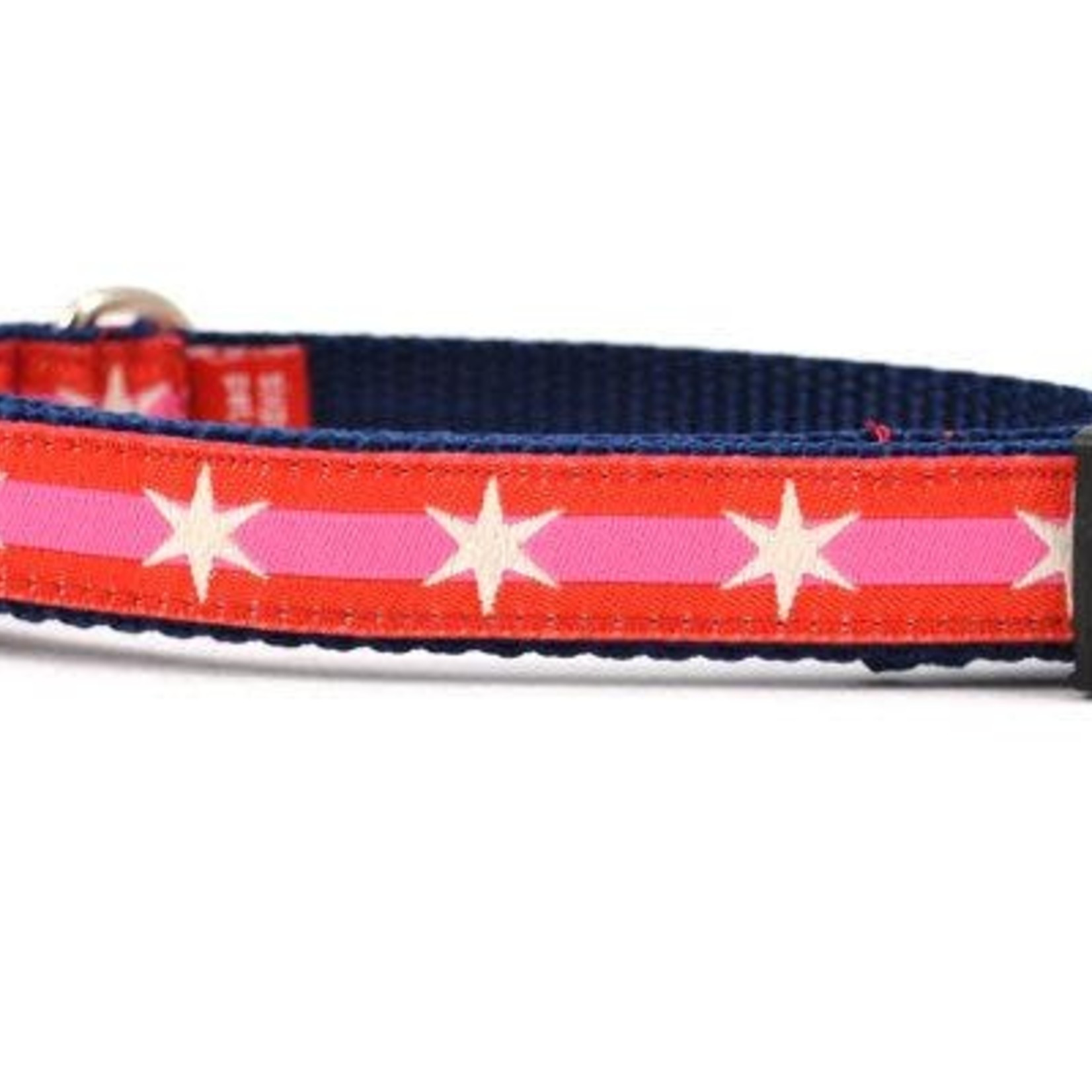 Six Point Pet Six Point Pet Chicago Flag Red/Pink Collar Small