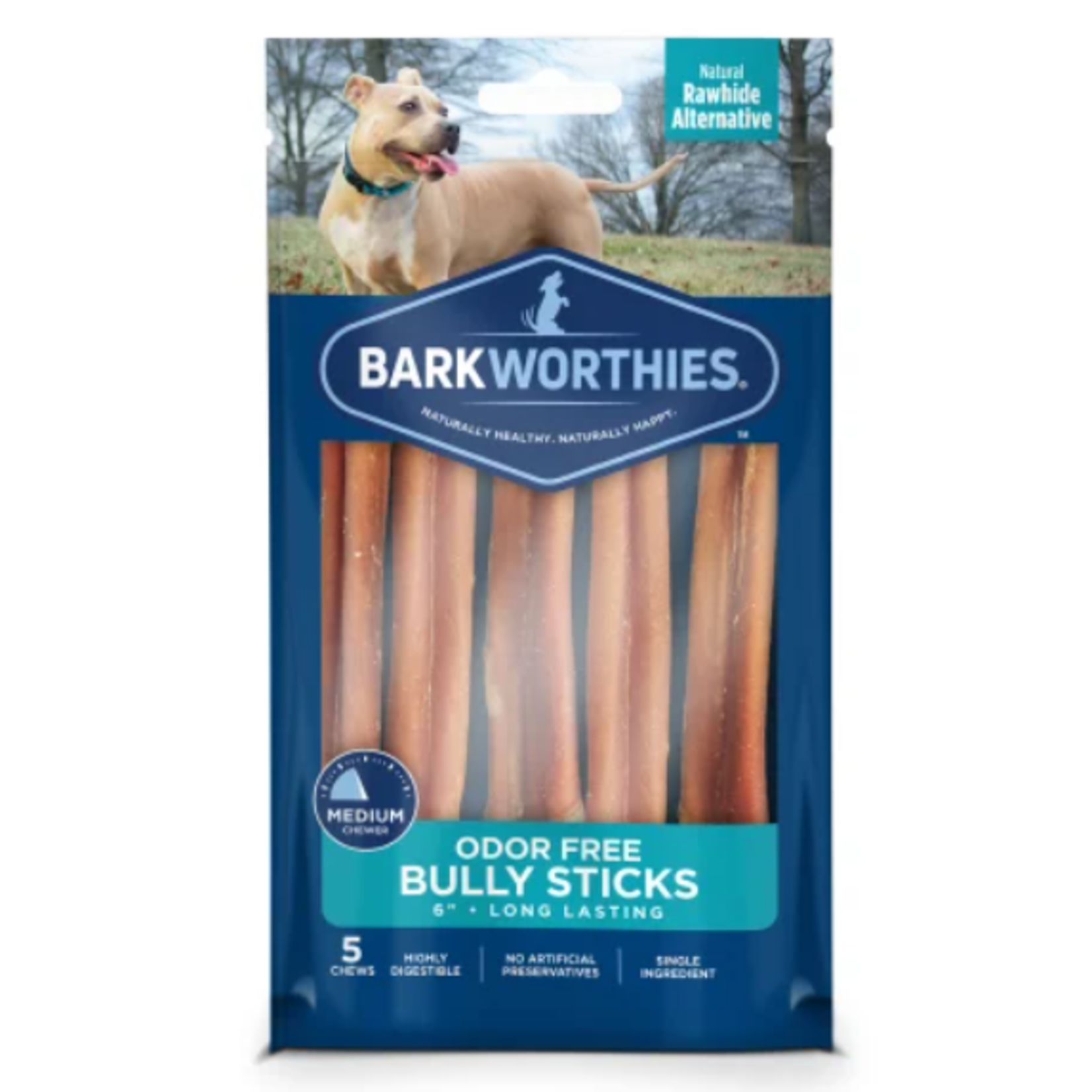 Barkworthies Barkworthies Odor Free Bully Sticks 6" 5 PACK