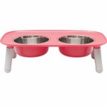 Messy Mutts Messy Mutts Dog Elevated Double Feeder Red