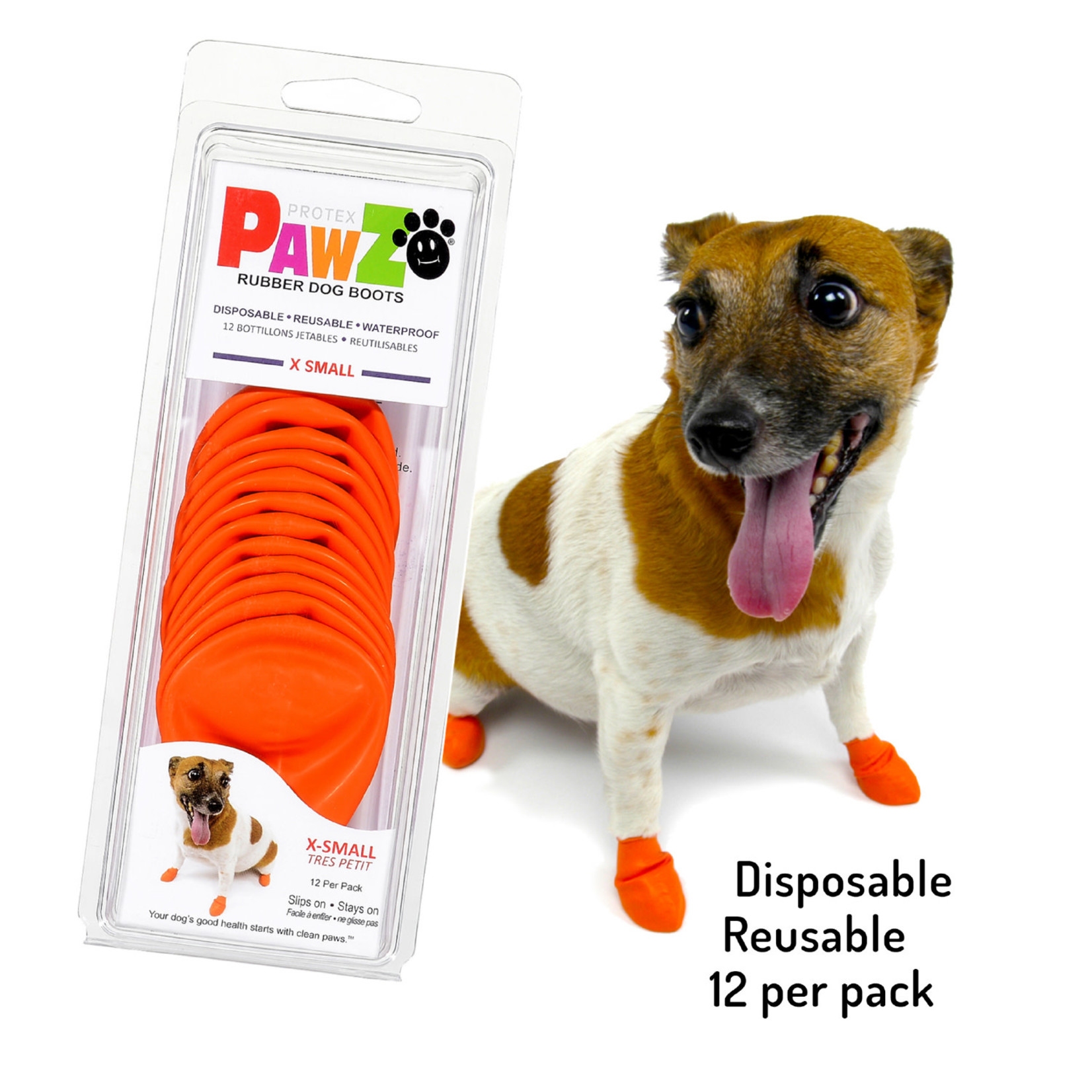 Pawz Dog Boots PAWZ Dog Boots Orange X-Small 12 Pack
