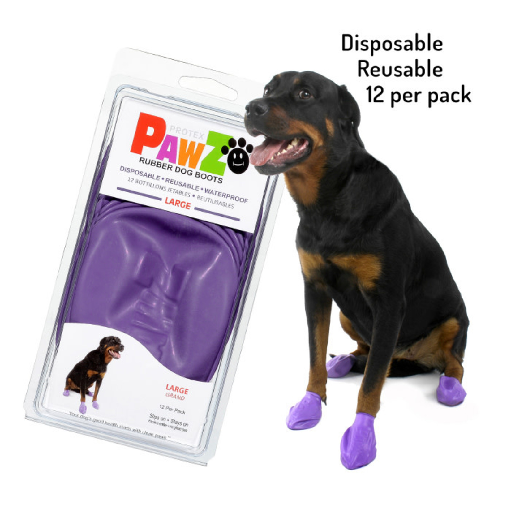 Pawz Dog Boots PAWZ Dog Boots Purple Large 12 Pack