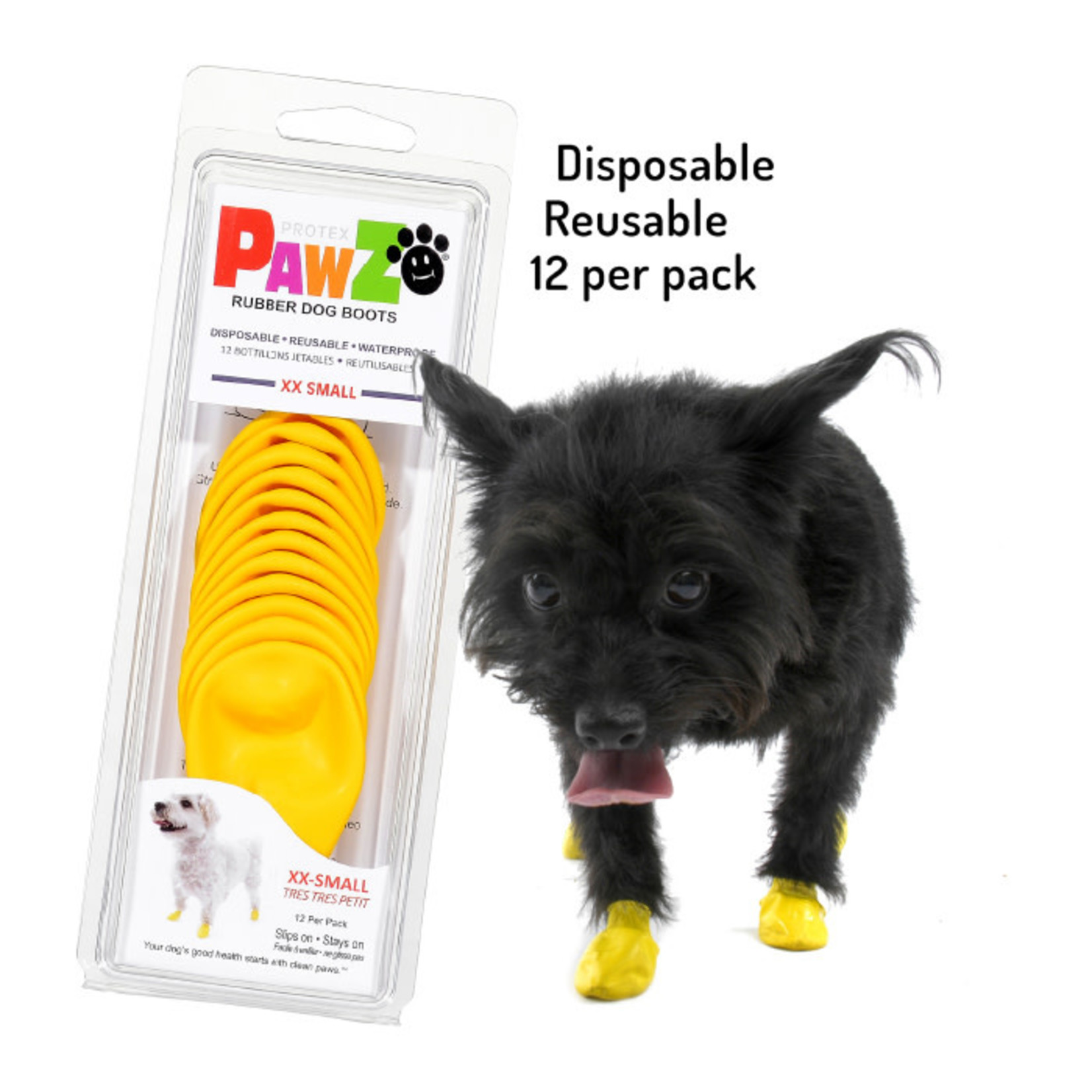 Pawz Dog Boots PAWZ Dog Boots Yellow  XX-Small 12 Pack