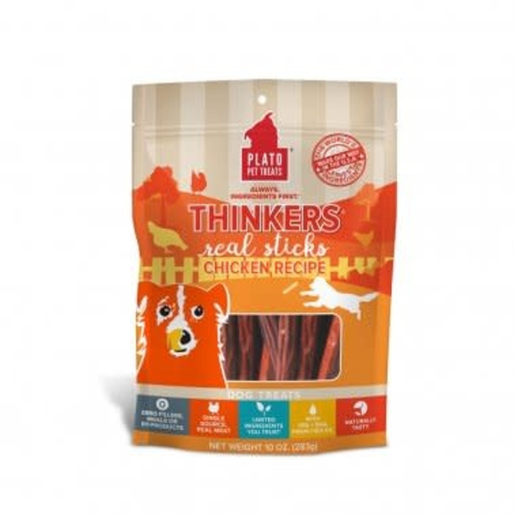 Plato Pet Treats Plato Thinkers Chicken Sticks 10 OZ