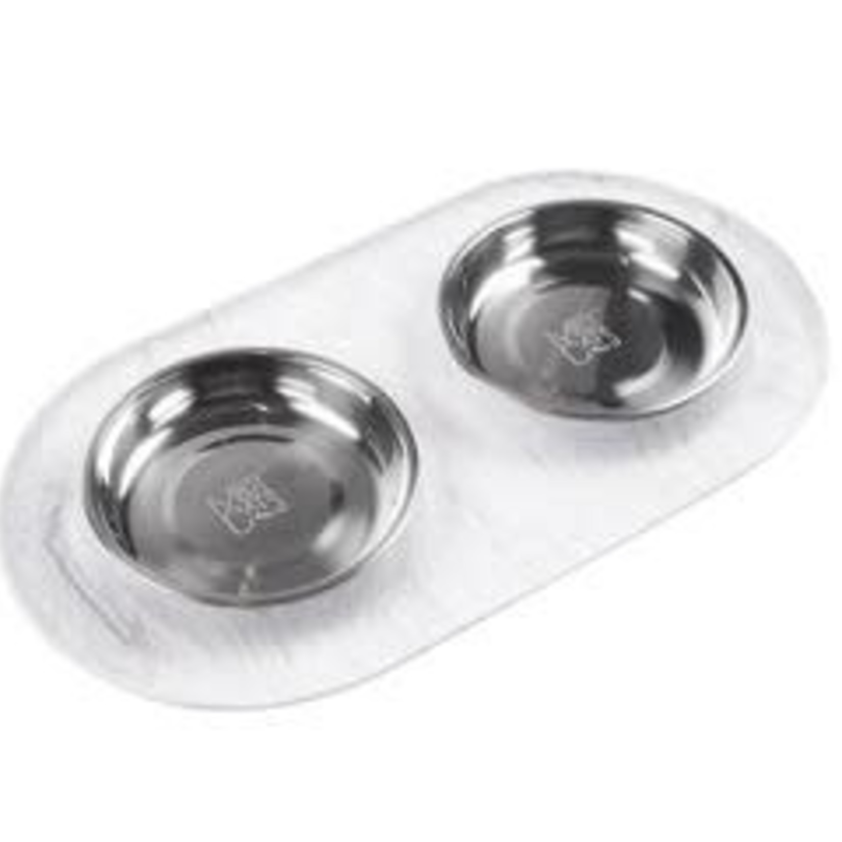 Messy Mutts Messy Mutts Cat Double Silicone Feeder Marble