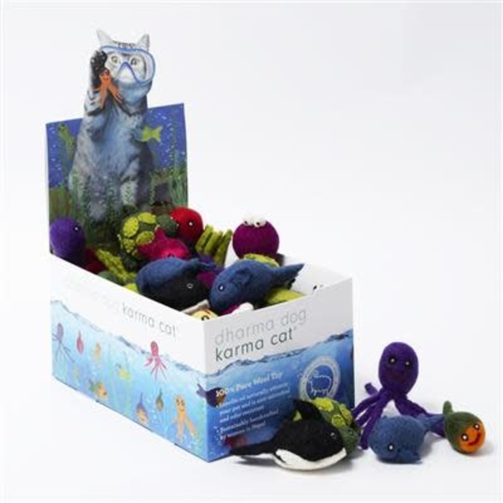 Dharma Dog Karma Cat Karma Cat Wool Toys Aquatic Assorted Singles
