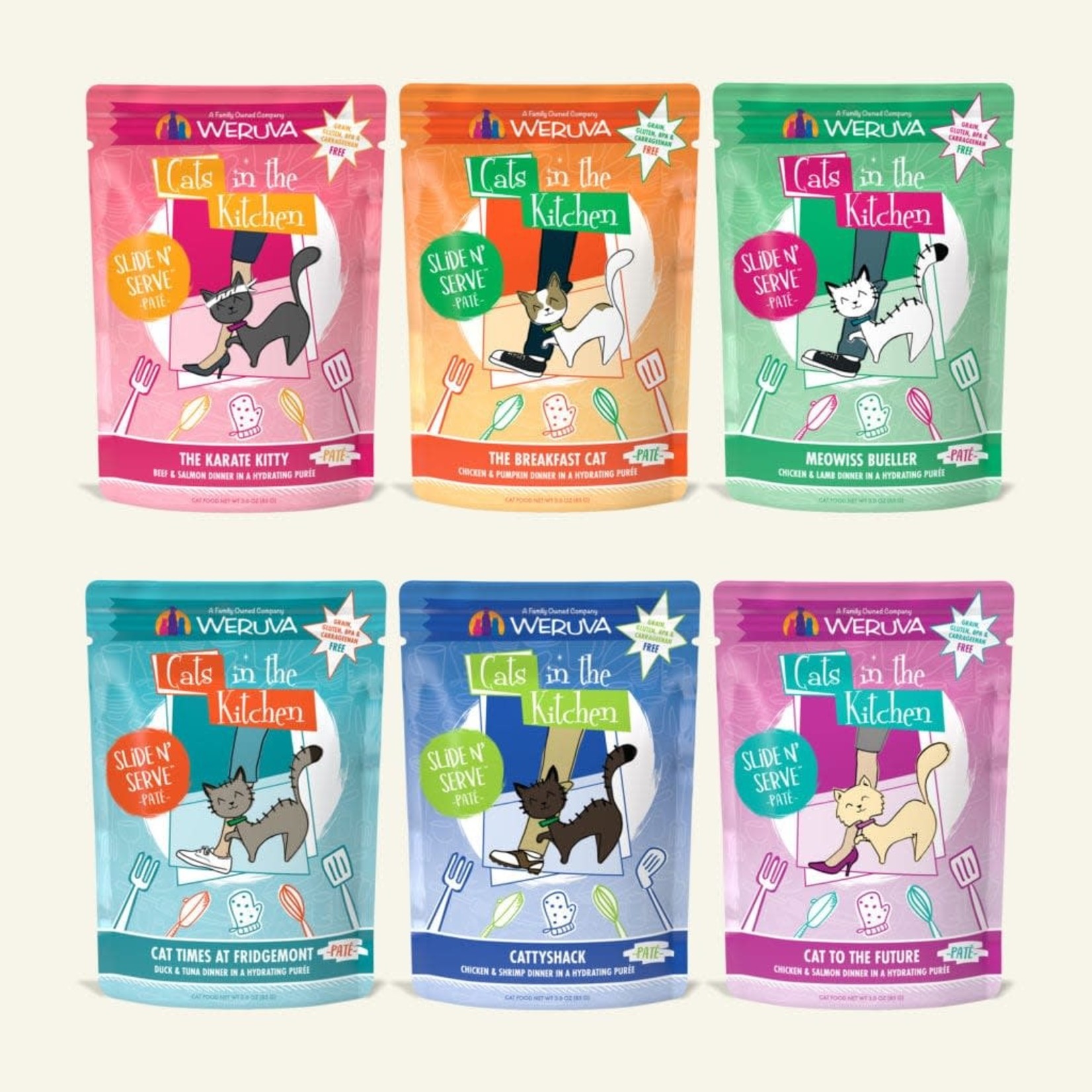 Weruva Cats In The Kitchen Brat Pack Slide & Serve Variety Pack 12 - 3 OZ Pouches