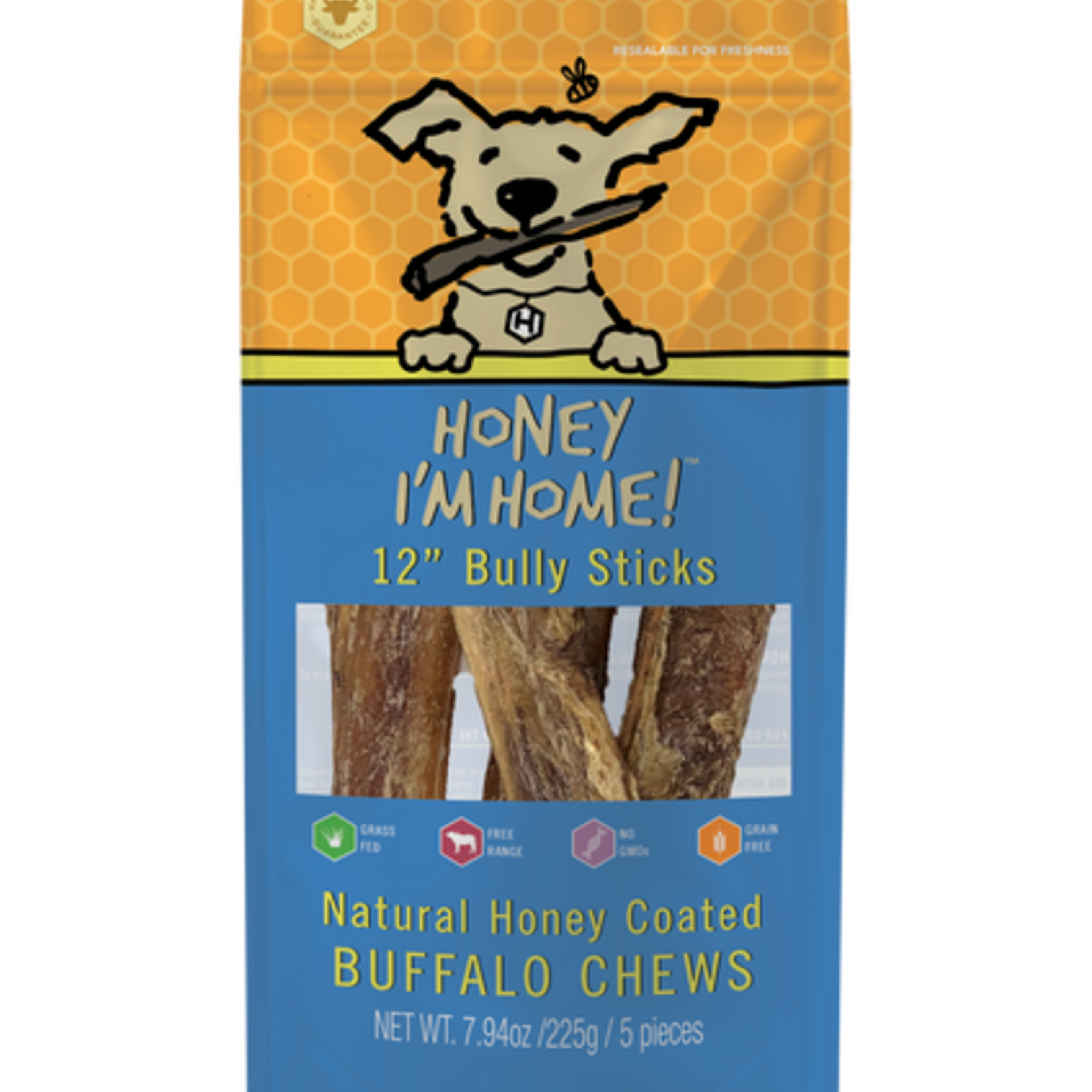 Honey I'm Home Honey Im Home Buffalo Bully Sticks 12" 5 Pack
