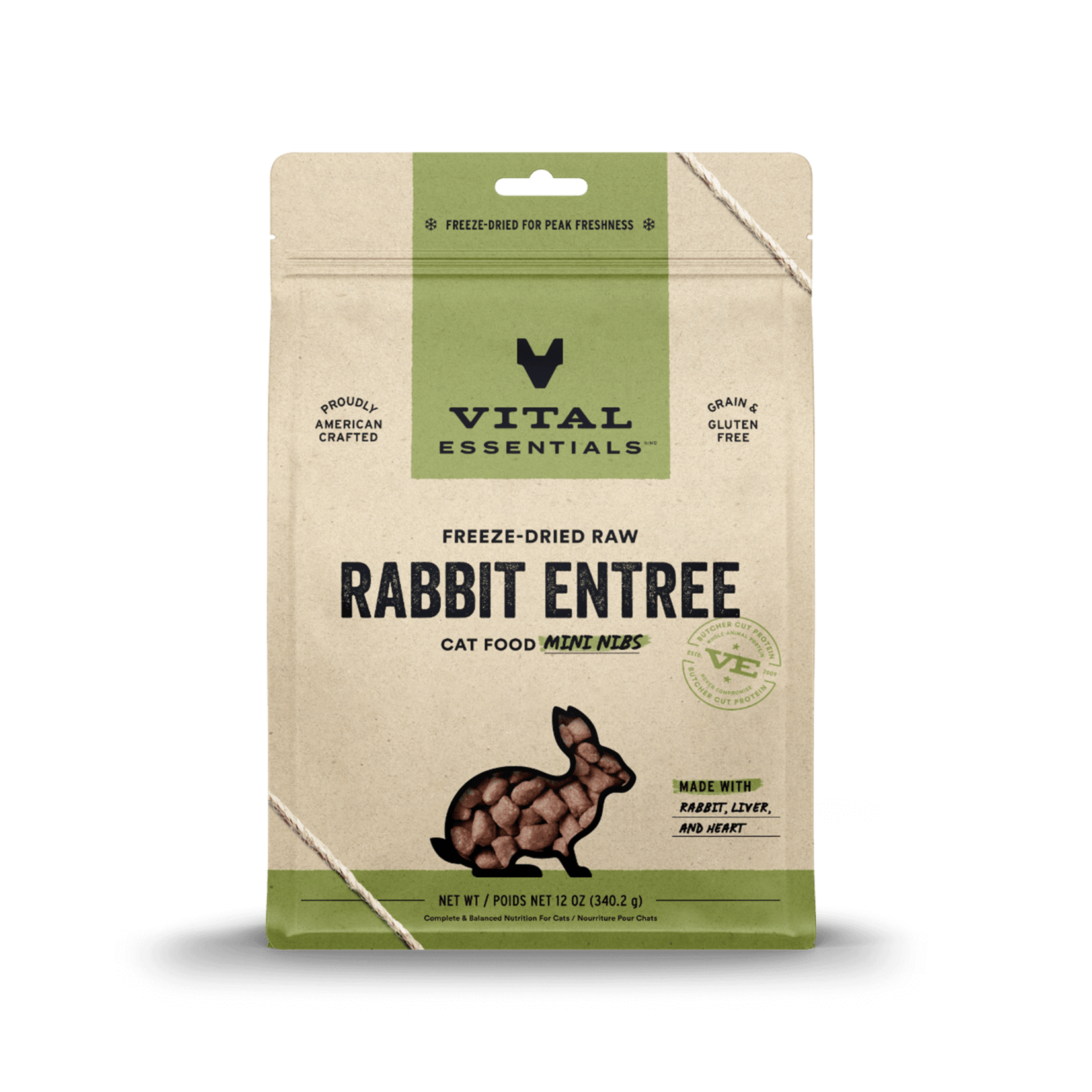 Vital Essentials Vital Essentials Cat Freeze-Dried Mini Nibs Rabbit 12 OZ