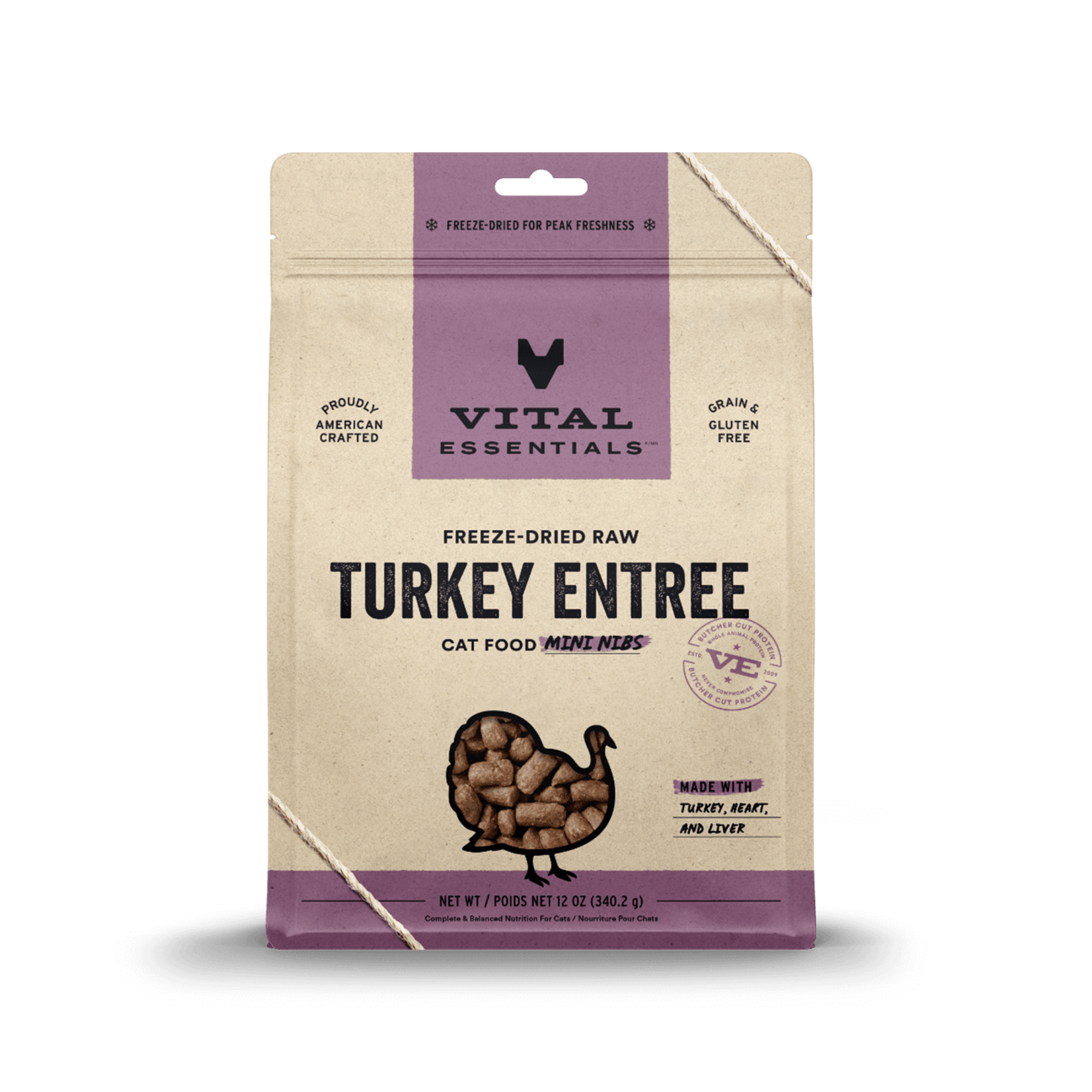 Vital Essentials Vital Essentials Cat Freeze-Dried Mini Nibs Turkey 12 OZ