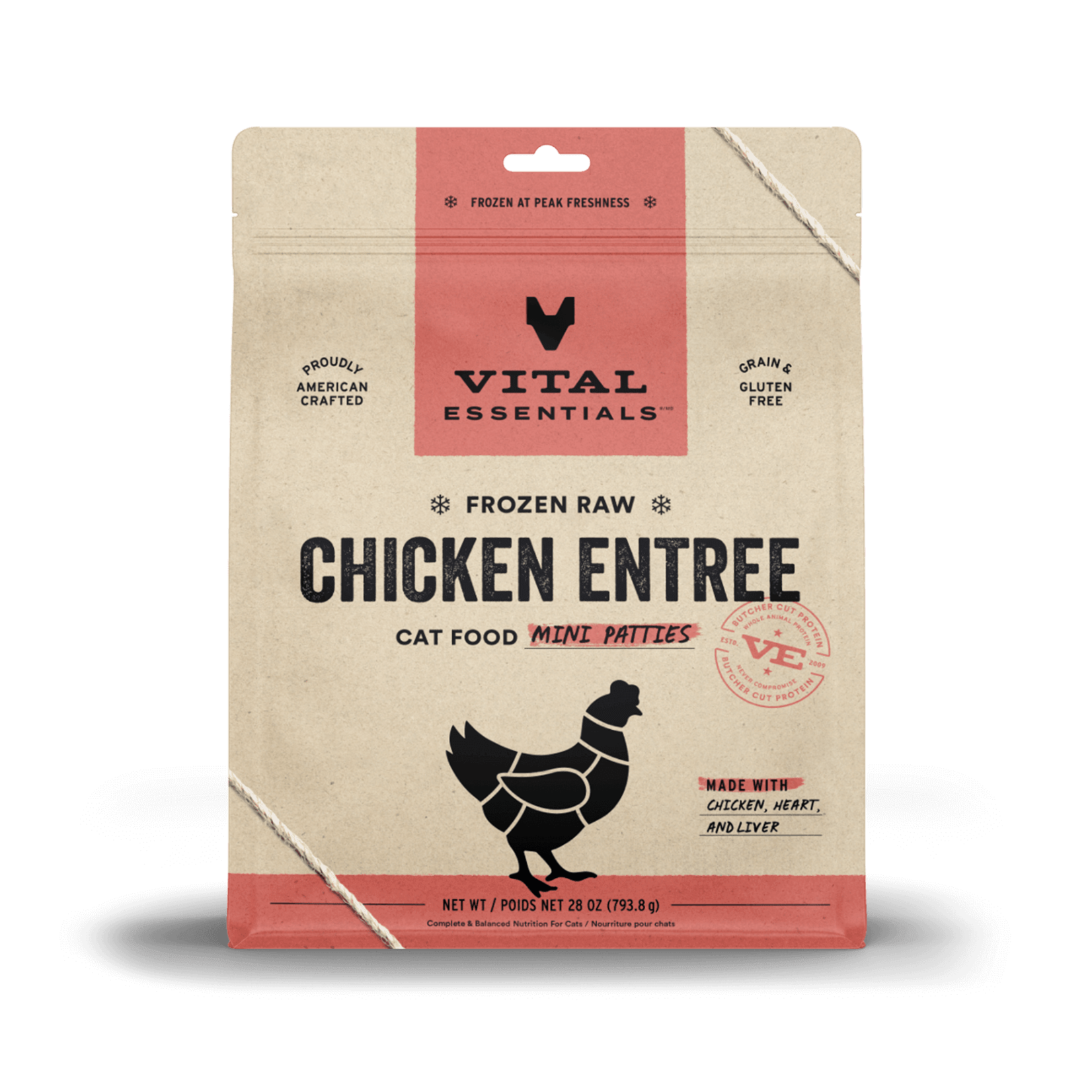 Vital Essentials Vital Essentials Cat Frozen Mini Patties Chicken 1.75#