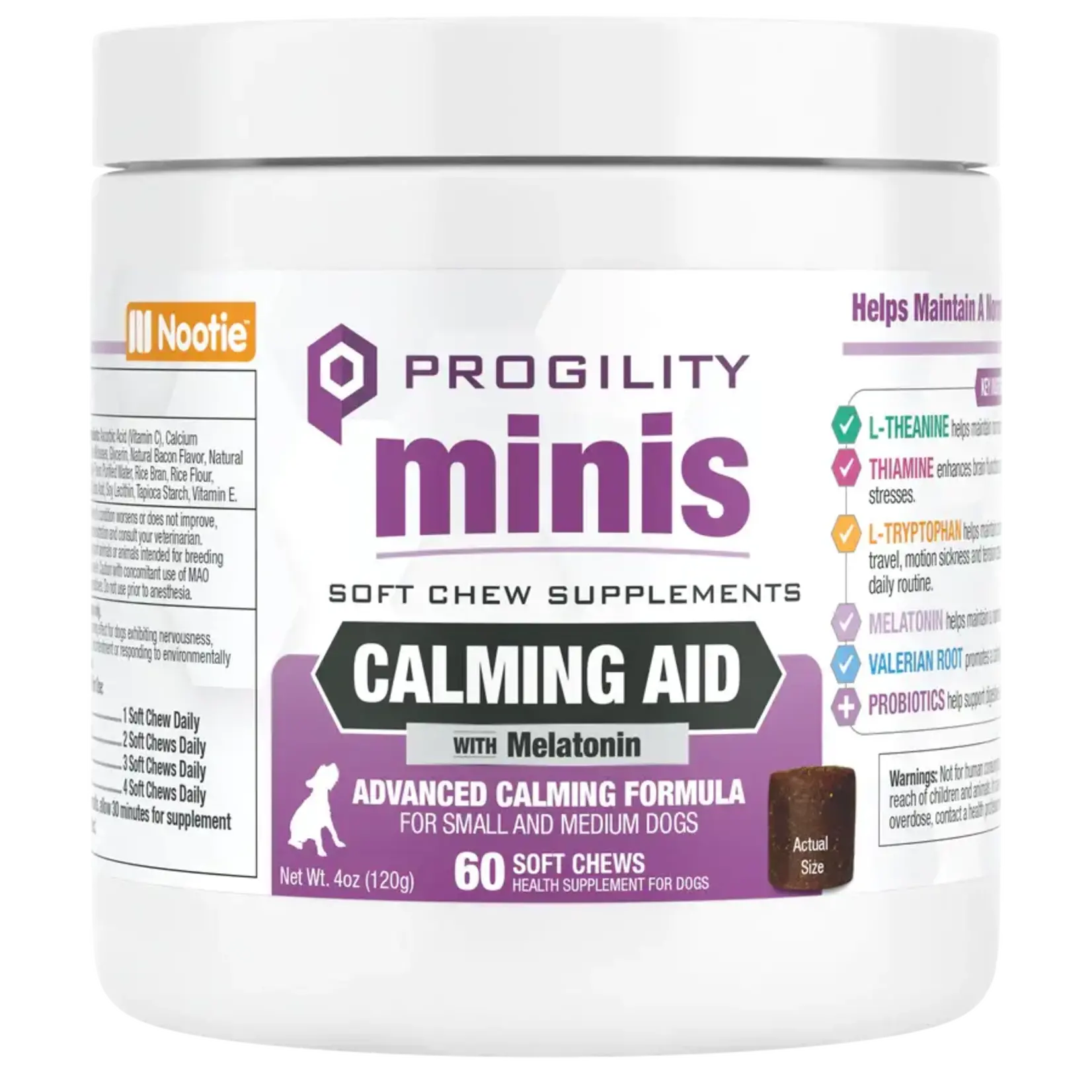 Nootie Nootie Progility Minis Calming Aid with Melatonin Soft Chews for Small & Medium Dogs 60ct