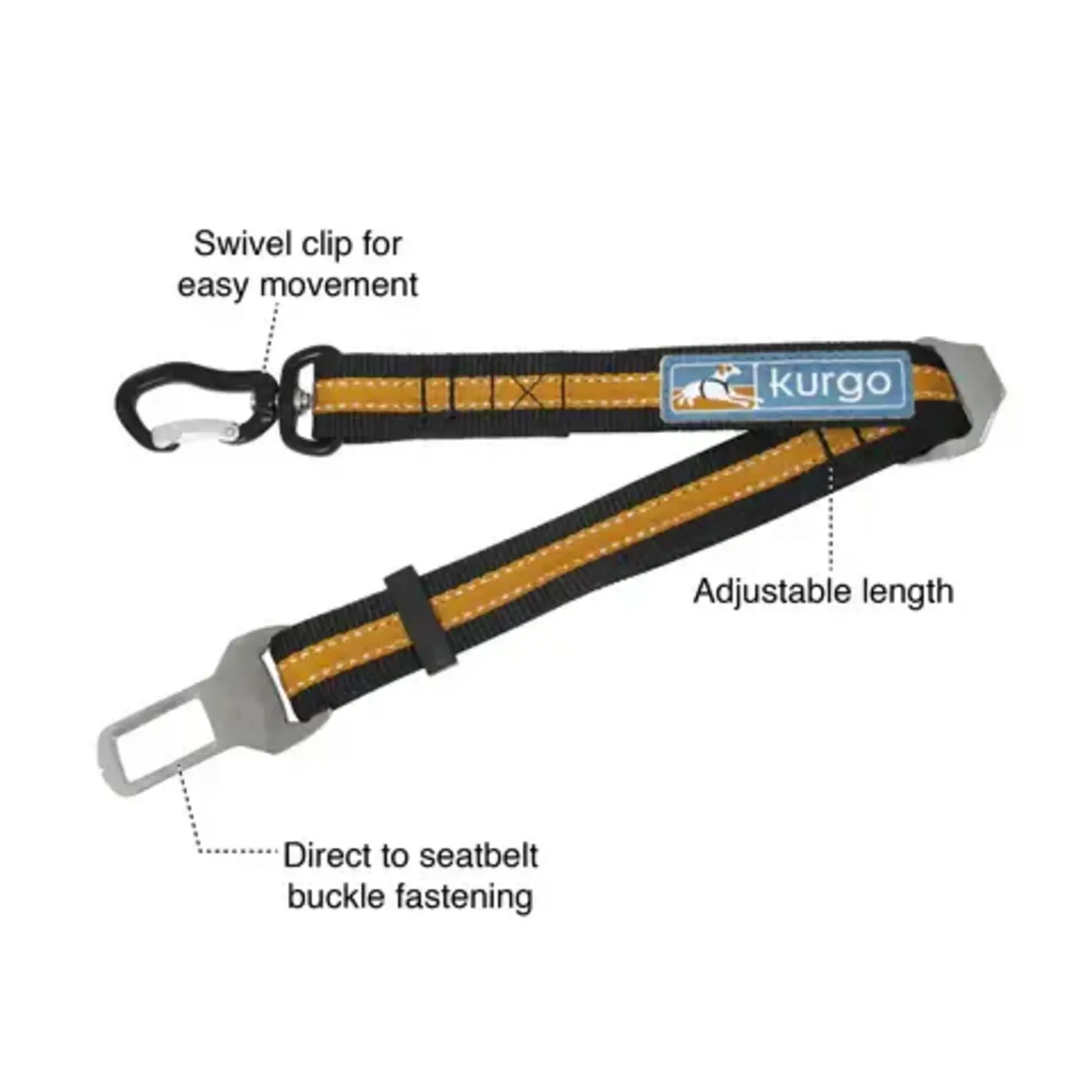 Kurgo Kurgo Direct to Seatbelt Tether Black & Orange