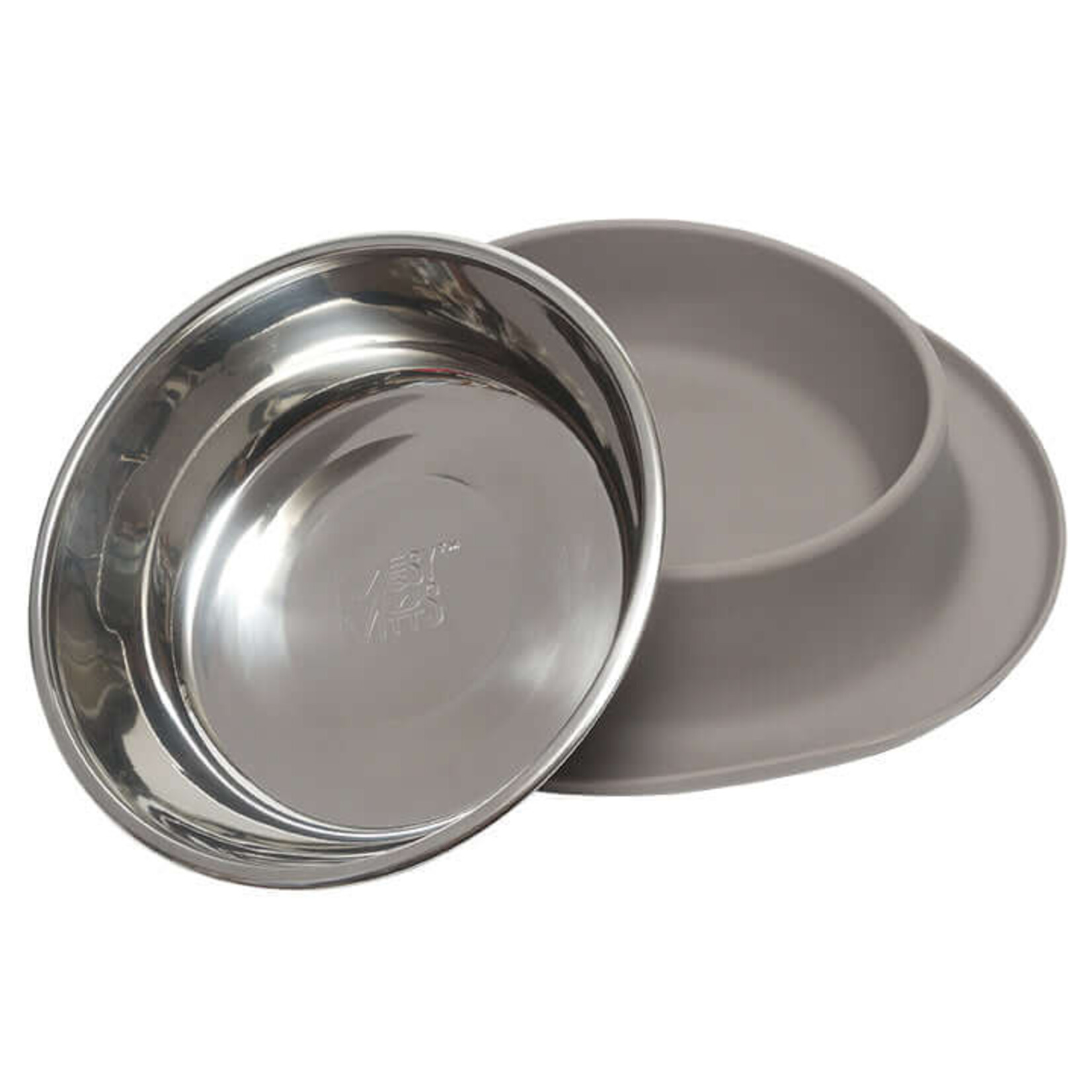 Messy Mutts Messy Mutts Single Silicone Feeder with Stainless Steel Bowl XL 6 cups Grey