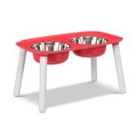 Messy Mutts Messy Mutts Elevated Double Feeder, Adjustable Height Red