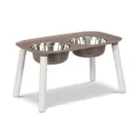 Messy Mutts Messy Mutts Elevated Double Feeder, Adjustable Height Grey