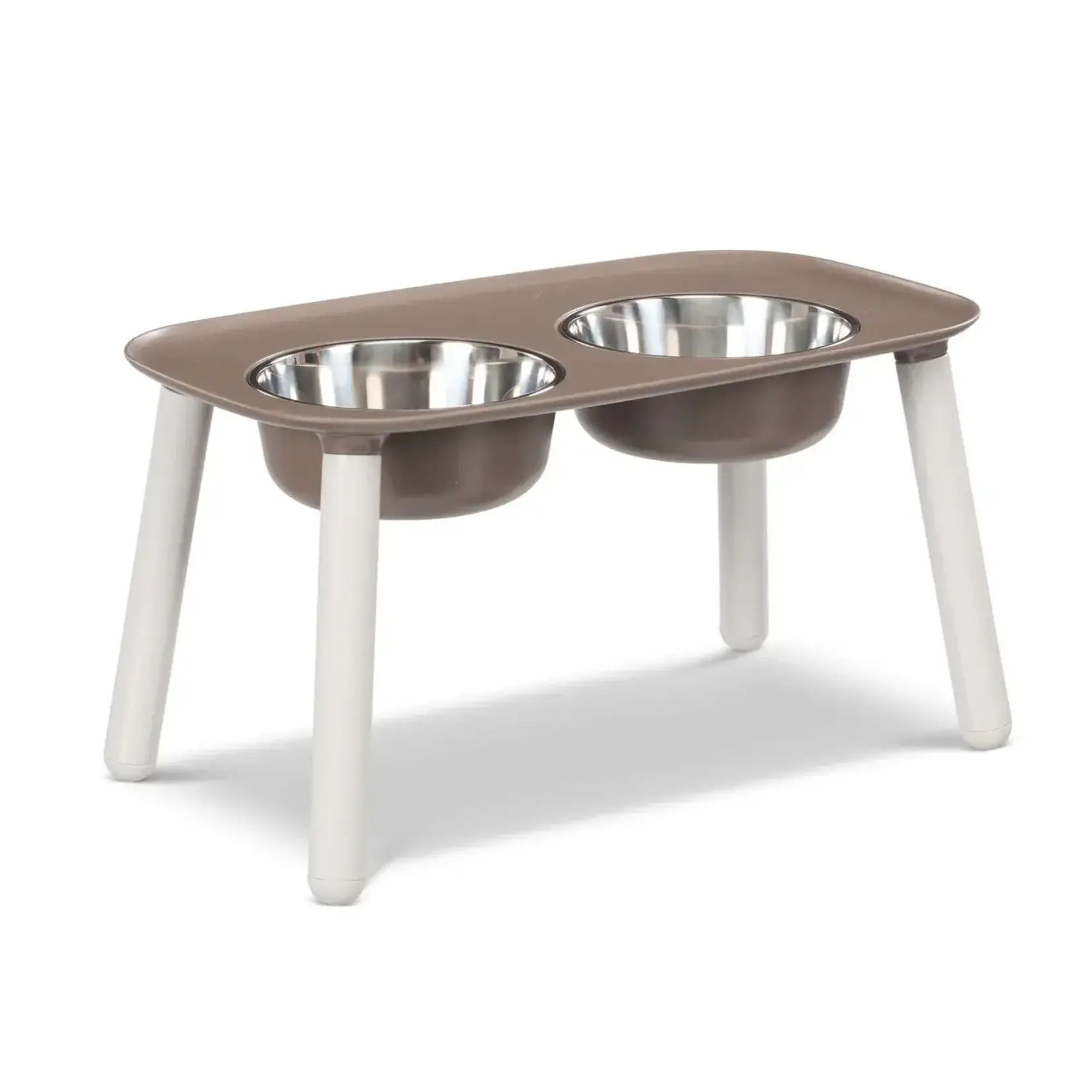Messy Mutts Messy Mutts Elevated Double Feeder, Adjustable Height Grey