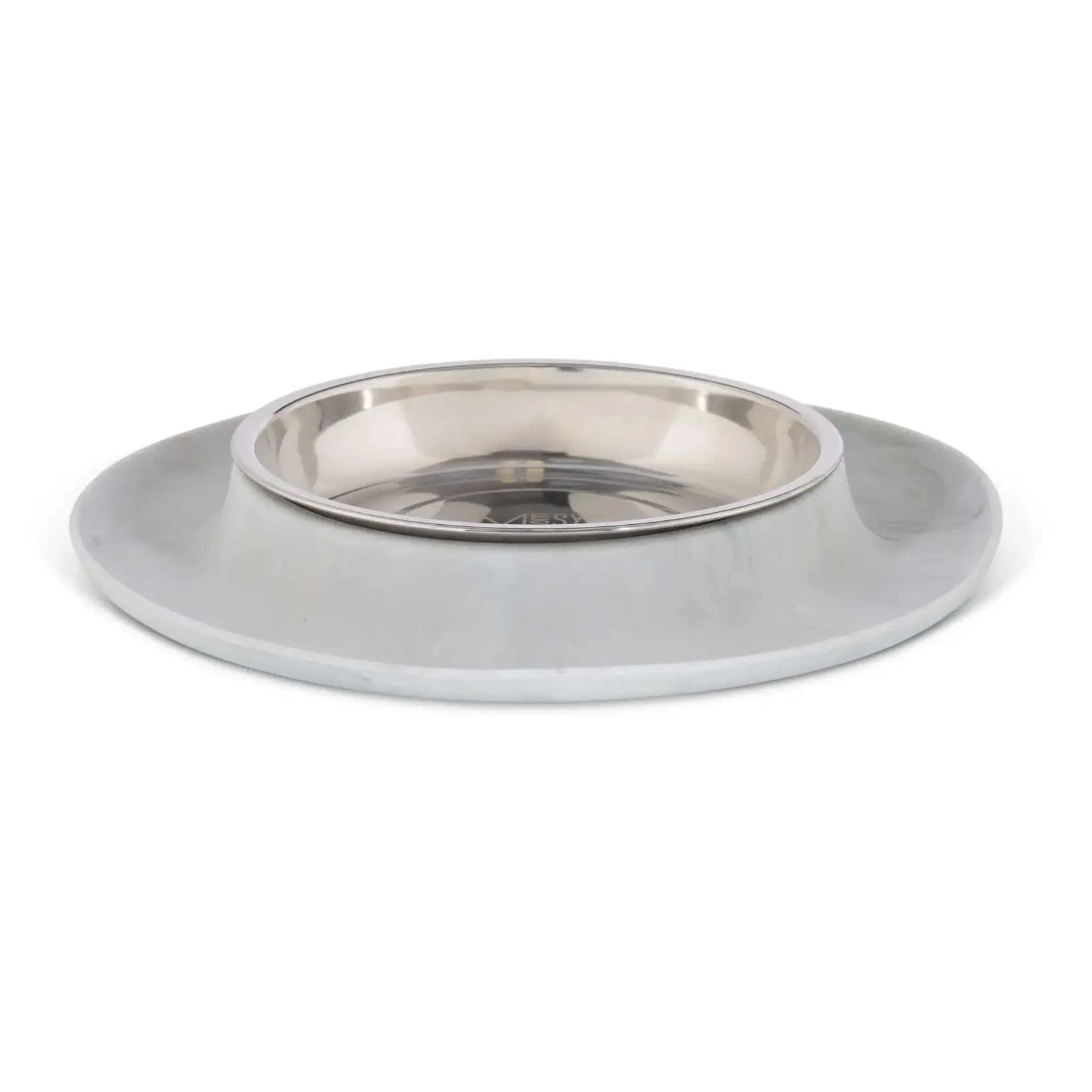 Messy Mutts Messy Cats Silicone Feeder with Stainless Steel Saucer Bowl Marble