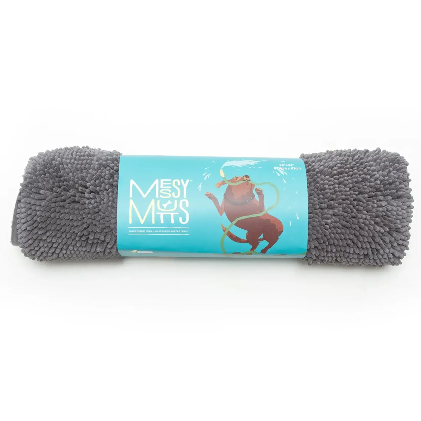 Messy Mutts Messy Mutts Microfiber Drying Mat and Towel with Hand Pockets, Medium 36"x24"