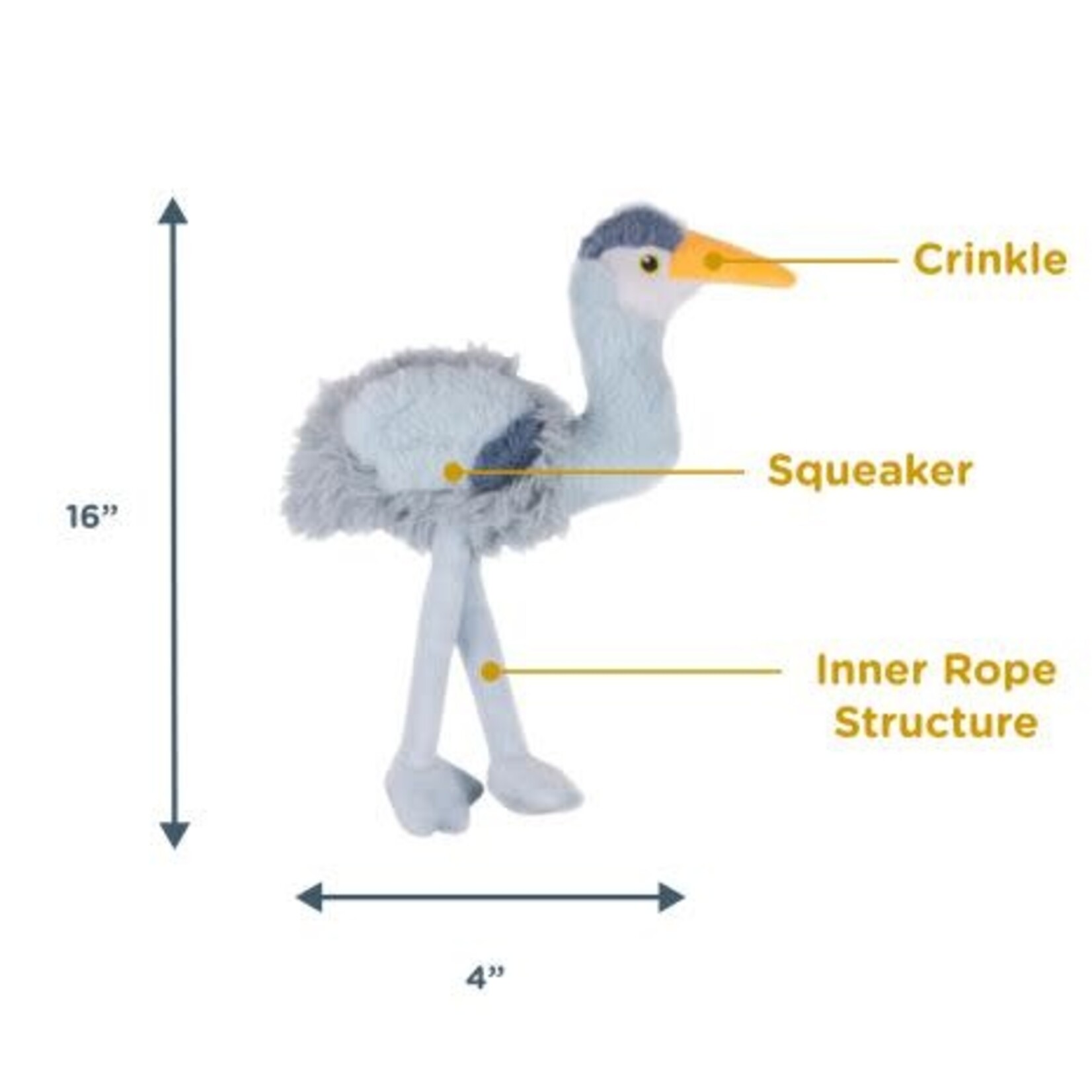 Tall Tails Tall Tails Rope Body Heron Squeaker Toy