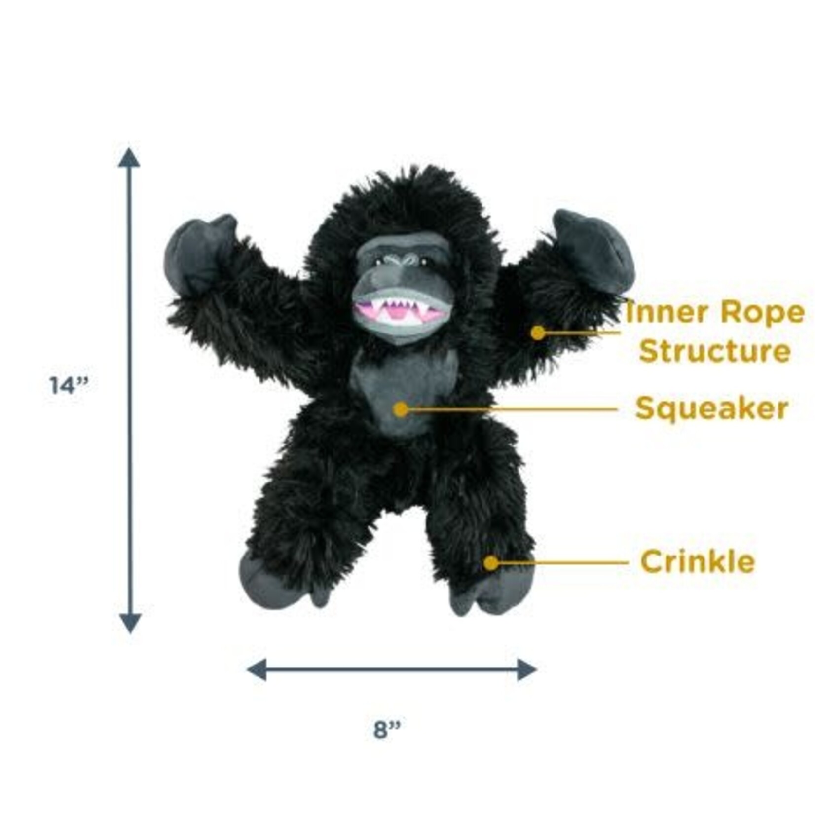 Tall Tails Tall Tails Rope Body Gorilla Squeaker Toy