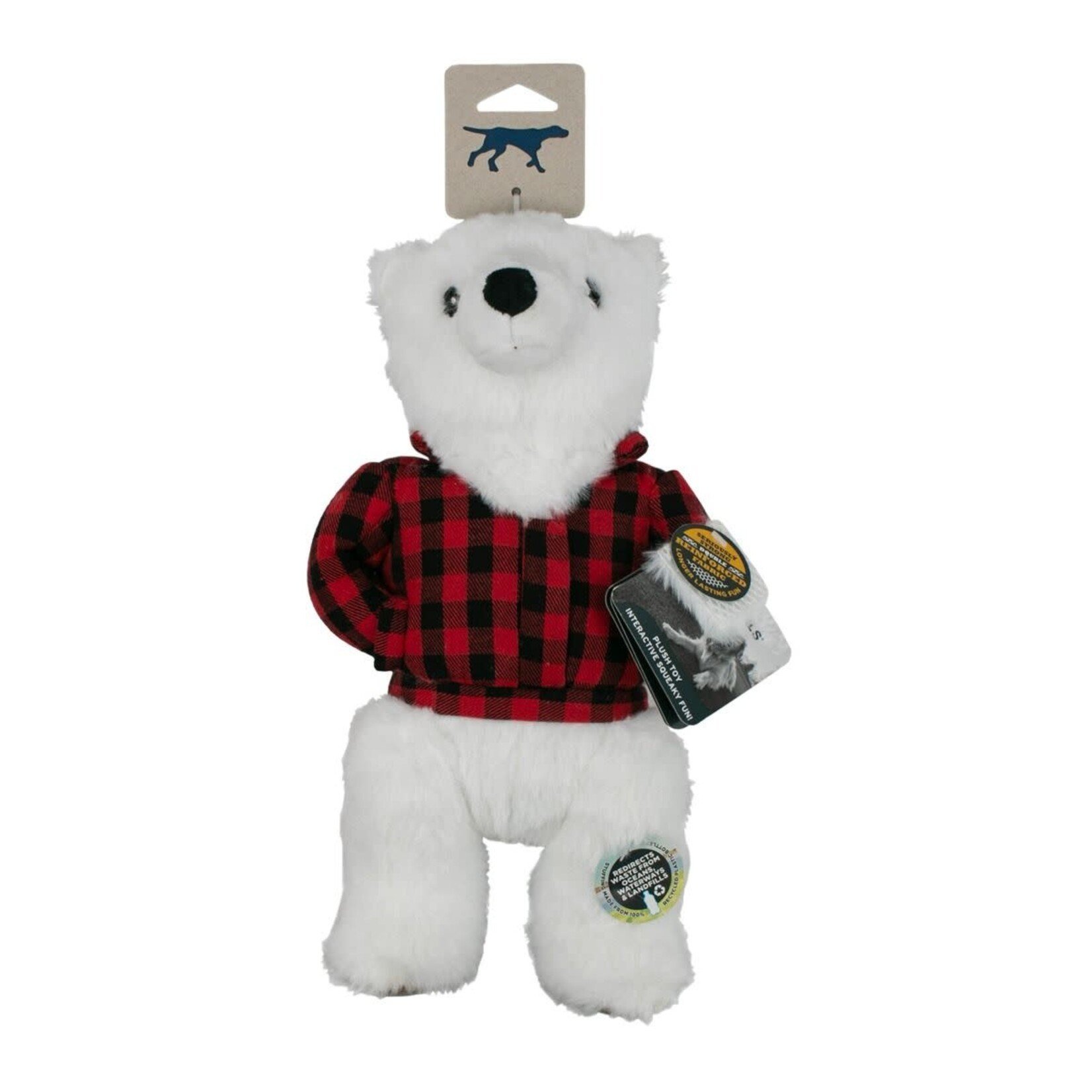 Tall Tails Tall Tails Plush Plaid Polar Bear Squeaker Toy