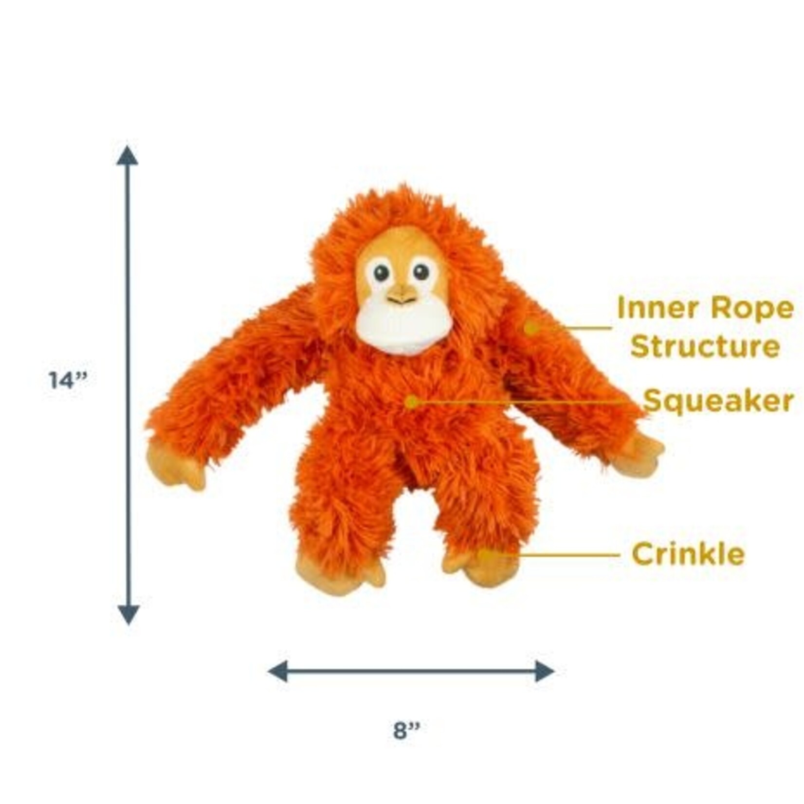 Tall Tails Tall Tails Rope Body Orangutan Squeaker Toy