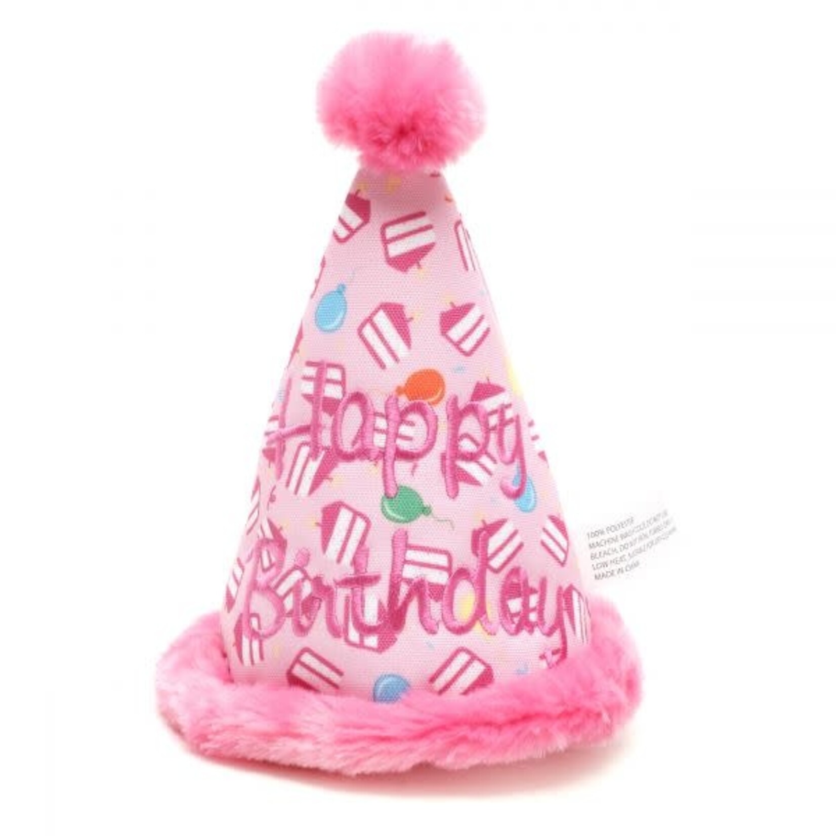 Worthy Dog The Worthy Dog Pink Birthday Hat Plush Squeaker Toy