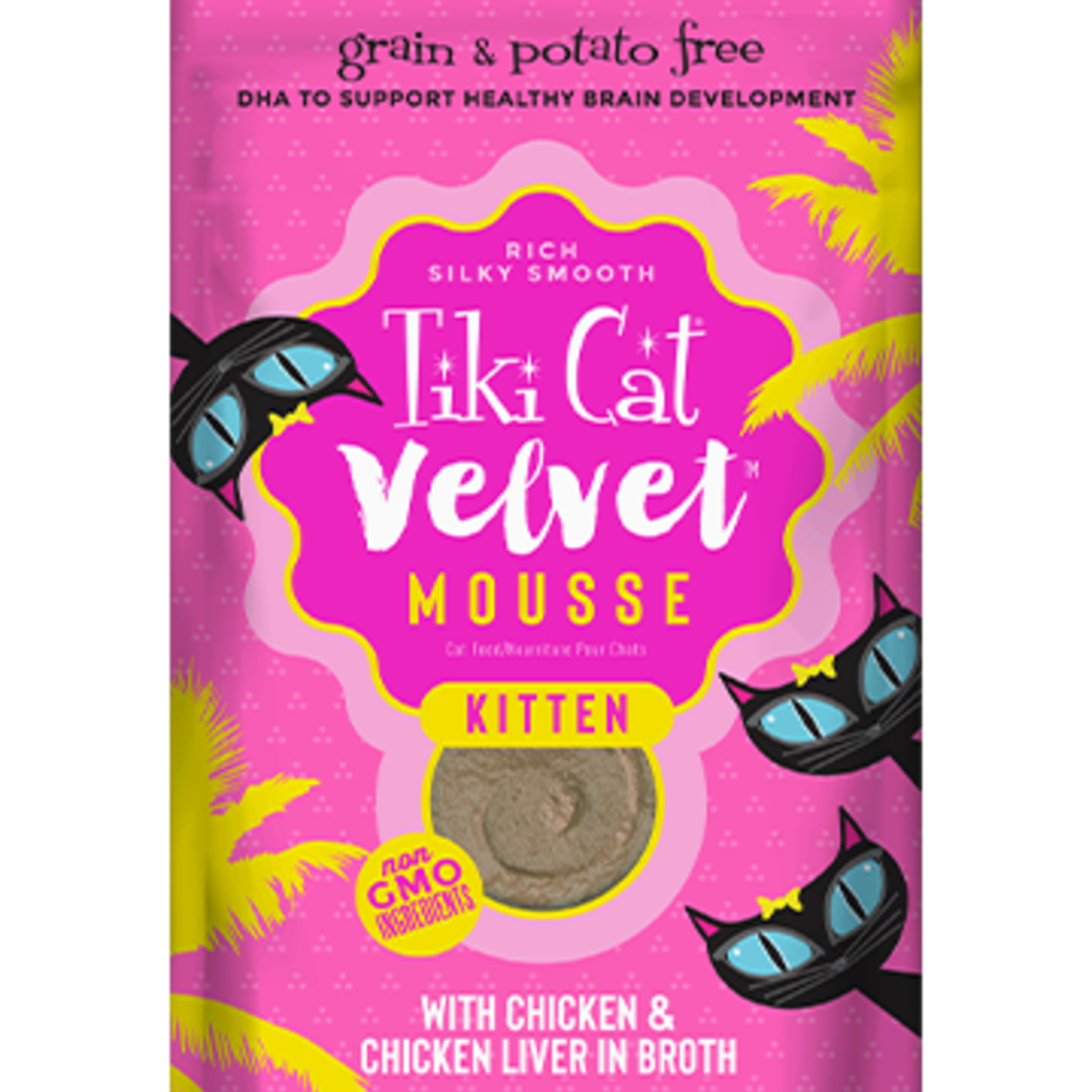 Tiki Pets Tiki Cat Velvet Mousse Chicken & Chicken Liver in Broth Kitten 2.8 OZ Pouch