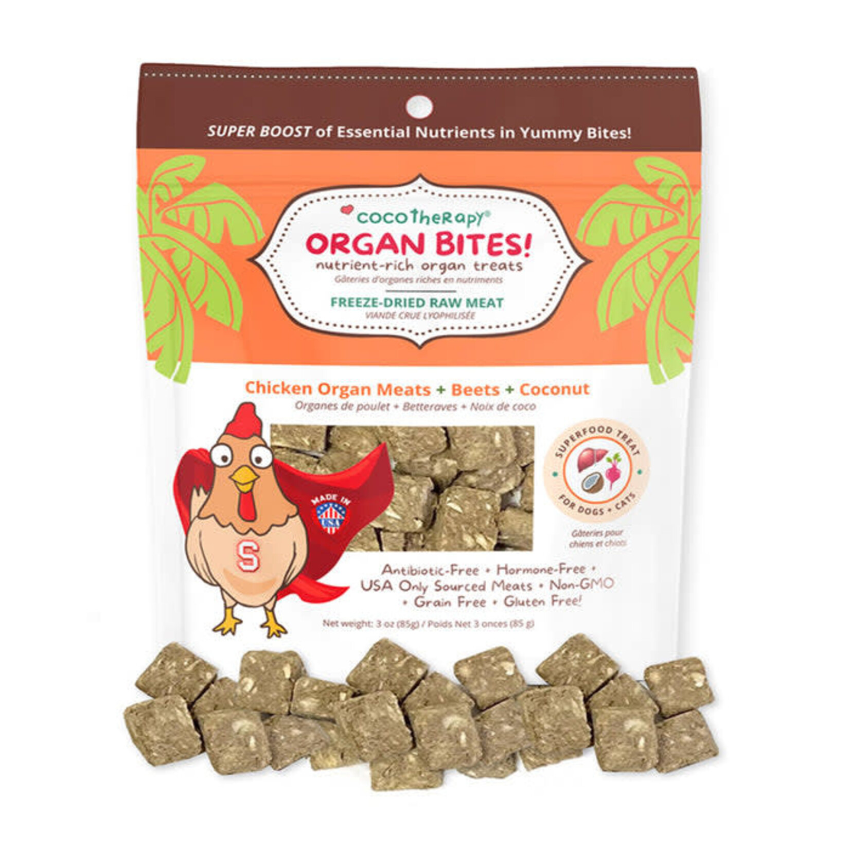 Coco Therapy CocoTherapy Organ Bites Chicken & Beets Treats for Dogs & Cats 3oz