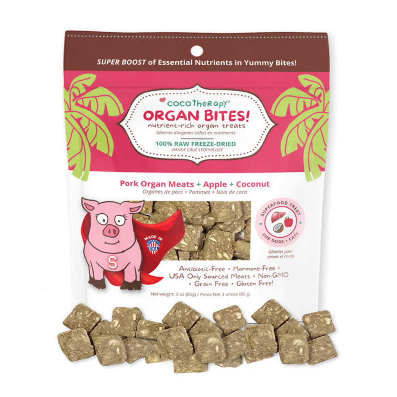 Coco Therapy CocoTherapy Organ Bites Pork & Apples Treats for Dogs & Cats 3oz