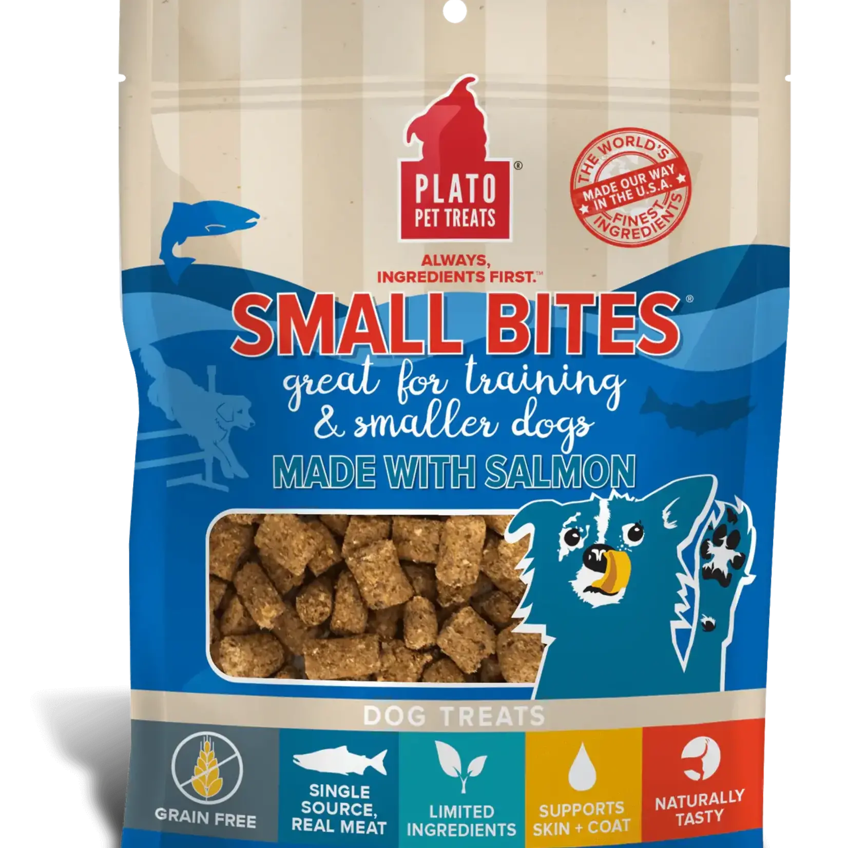 Plato Pet Treats Plato D GF Small Bites Salmon Recipe 6oz