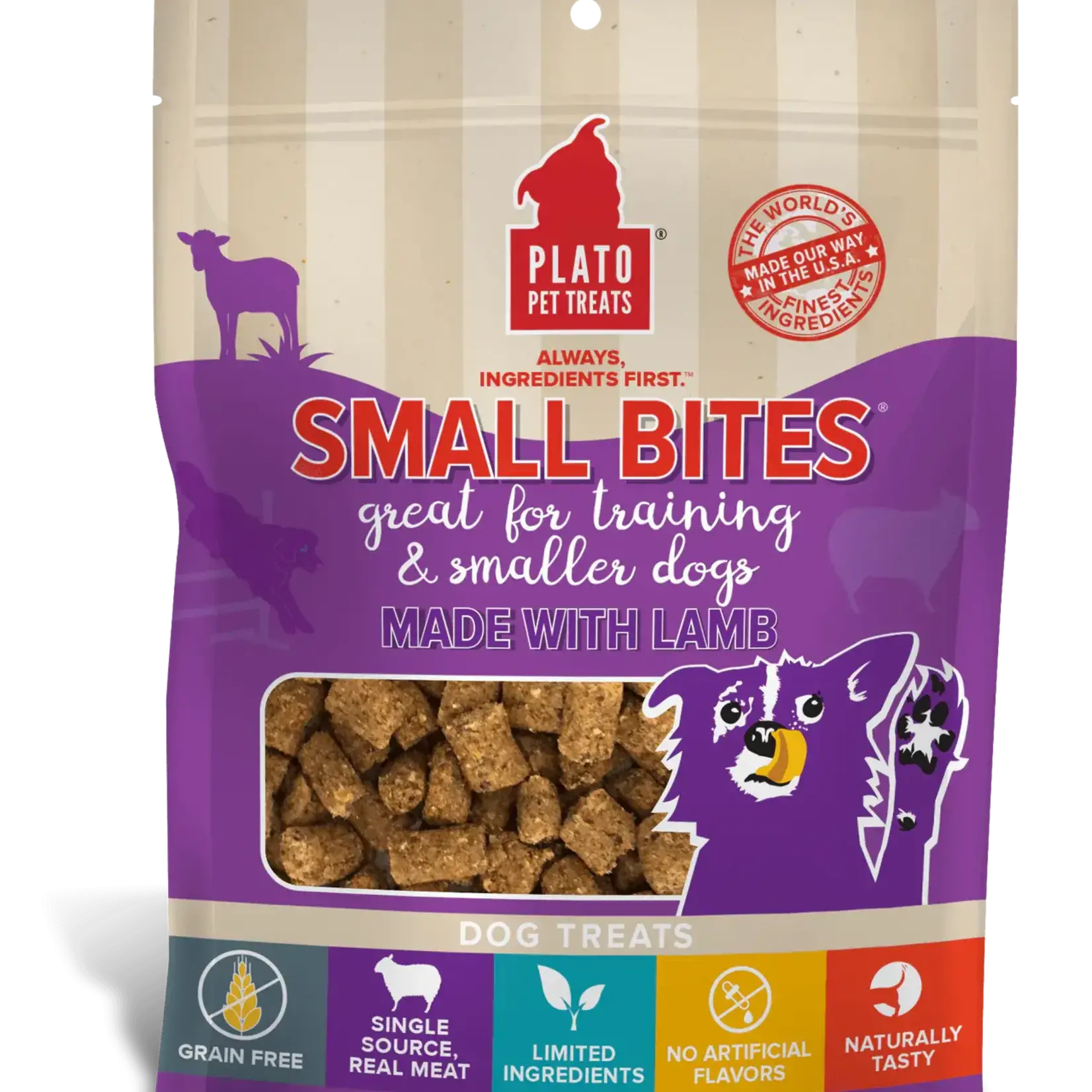 Plato Pet Treats Plato GF Small Bites Lamb Recipe Dog Treats 6oz