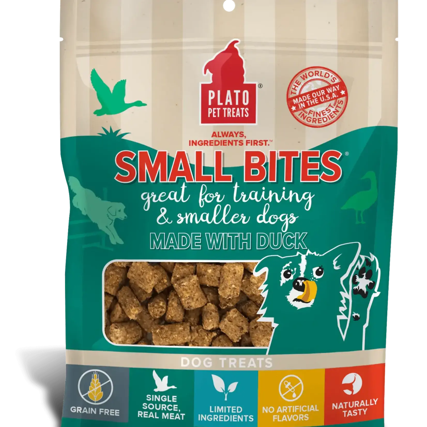 Plato Pet Treats Plato GF Small Bites Duck Recipe Dog Treats 6oz