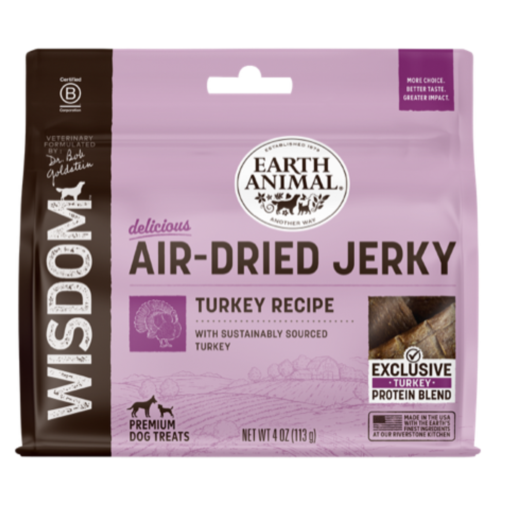 Earth Animal Earth Animal Wisdom™ Air-Dried Jerky Turkey Recipe Dog Treats 4oz