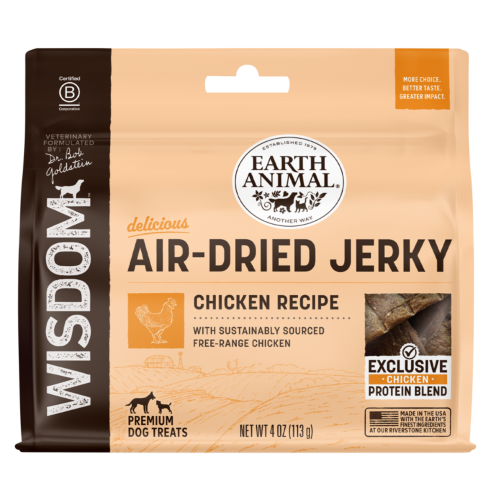 Earth Animal Earth Animal Wisdom™ Air-Dried Jerky Chicken Recipe Dog Treats 4oz