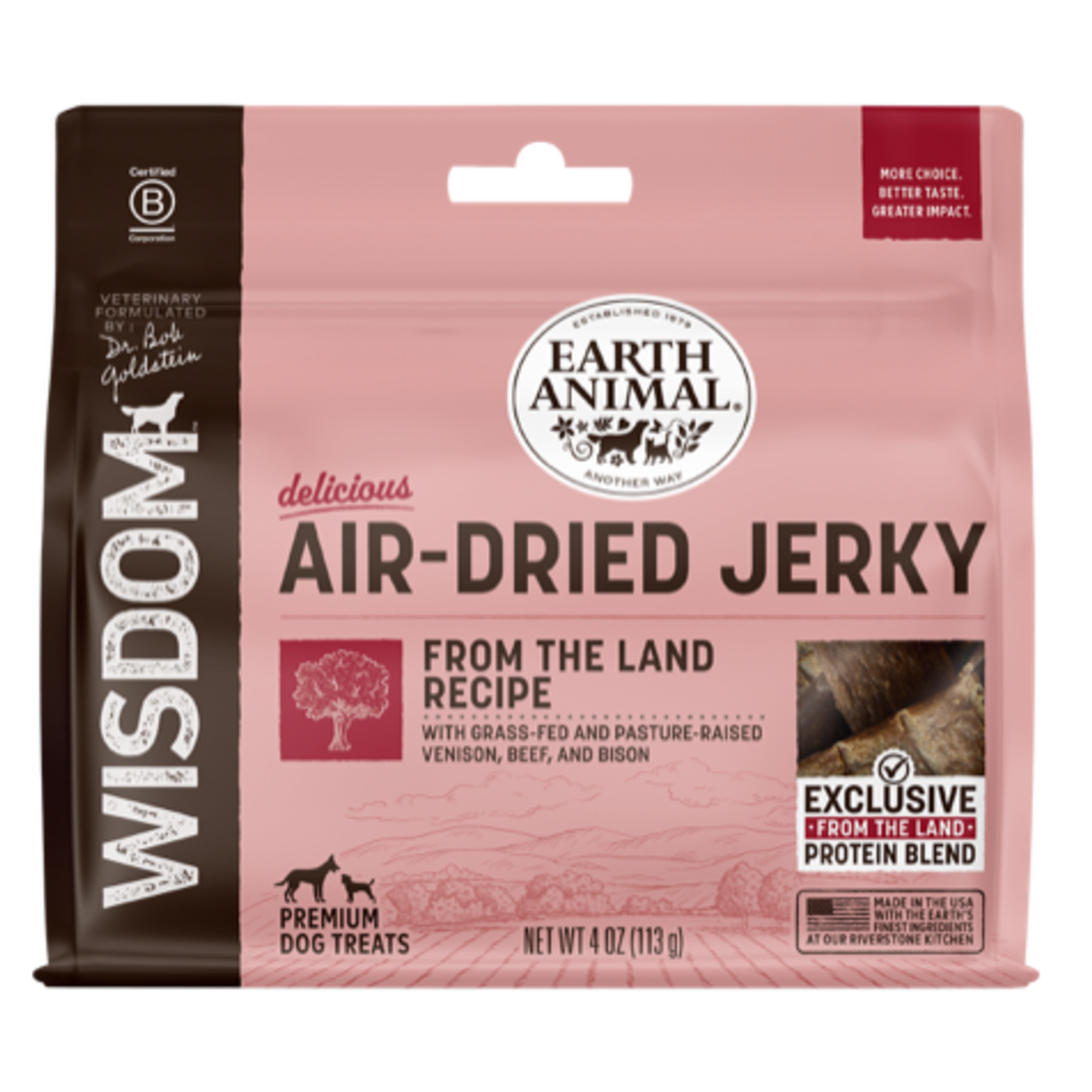 Earth Animal Earth Animal Wisdom™ Air-Dried Jerky From The Land Recipe Dog Treats 4oz