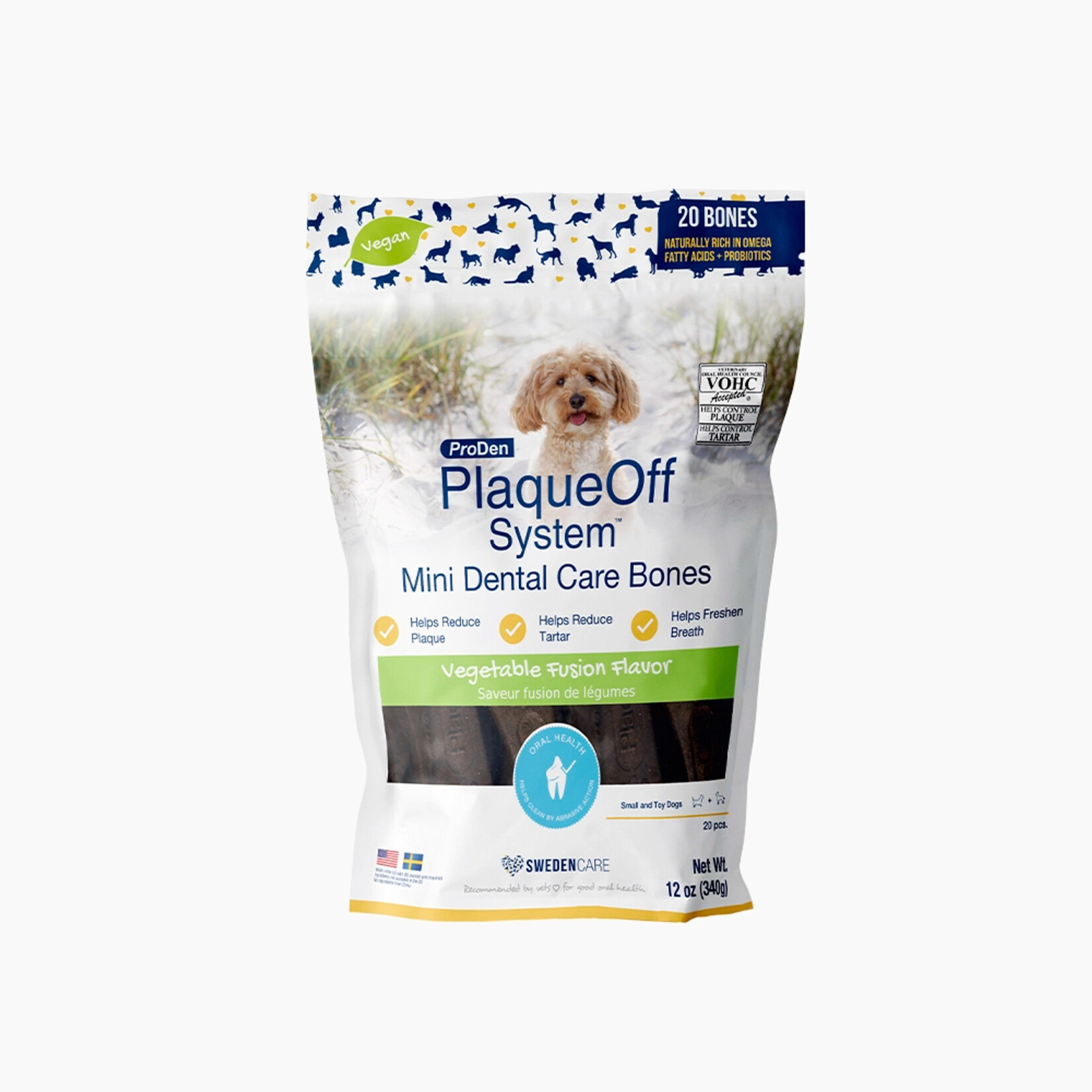 ProDen Plaqueoff ProDen PlaqueOff System® Mini Dental Care Bones for Dogs Vegetable Fusion Flavor 12oz