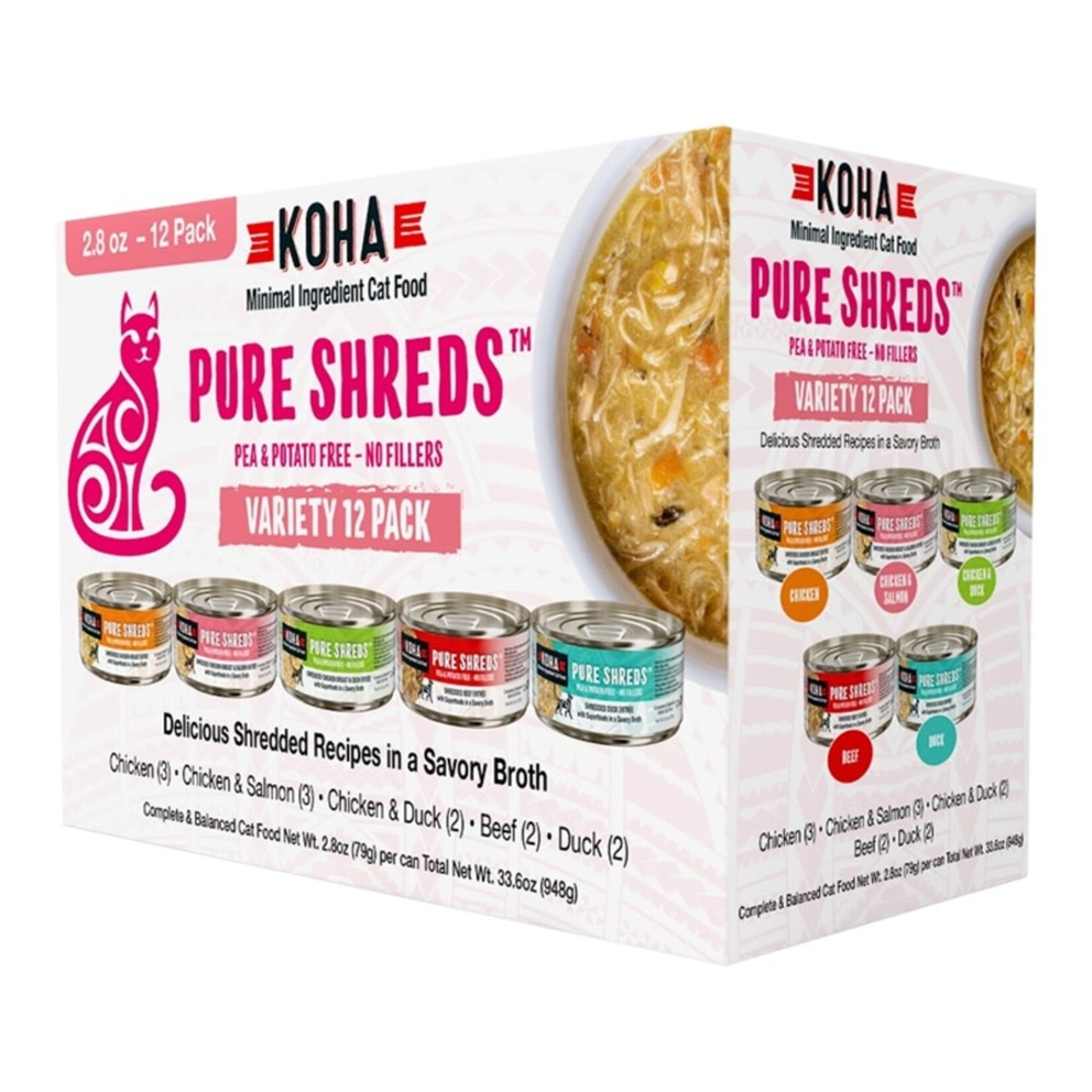 Koha Koha Cat GF Pure Shreds 2.8oz Variety 12-Pack