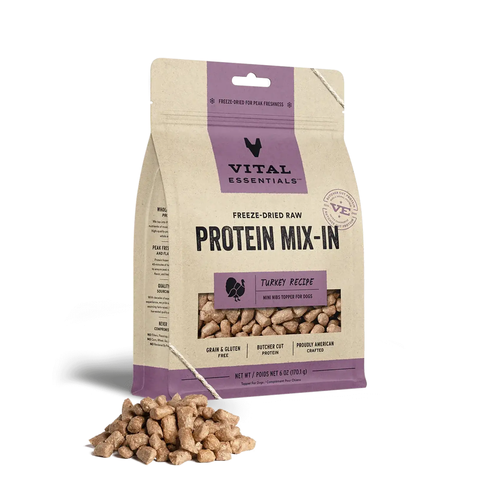 Vital Essentials Vital Essentials Dog FD Protein Mix-In Mini Nibs Topper Turkey Recipe 6oz