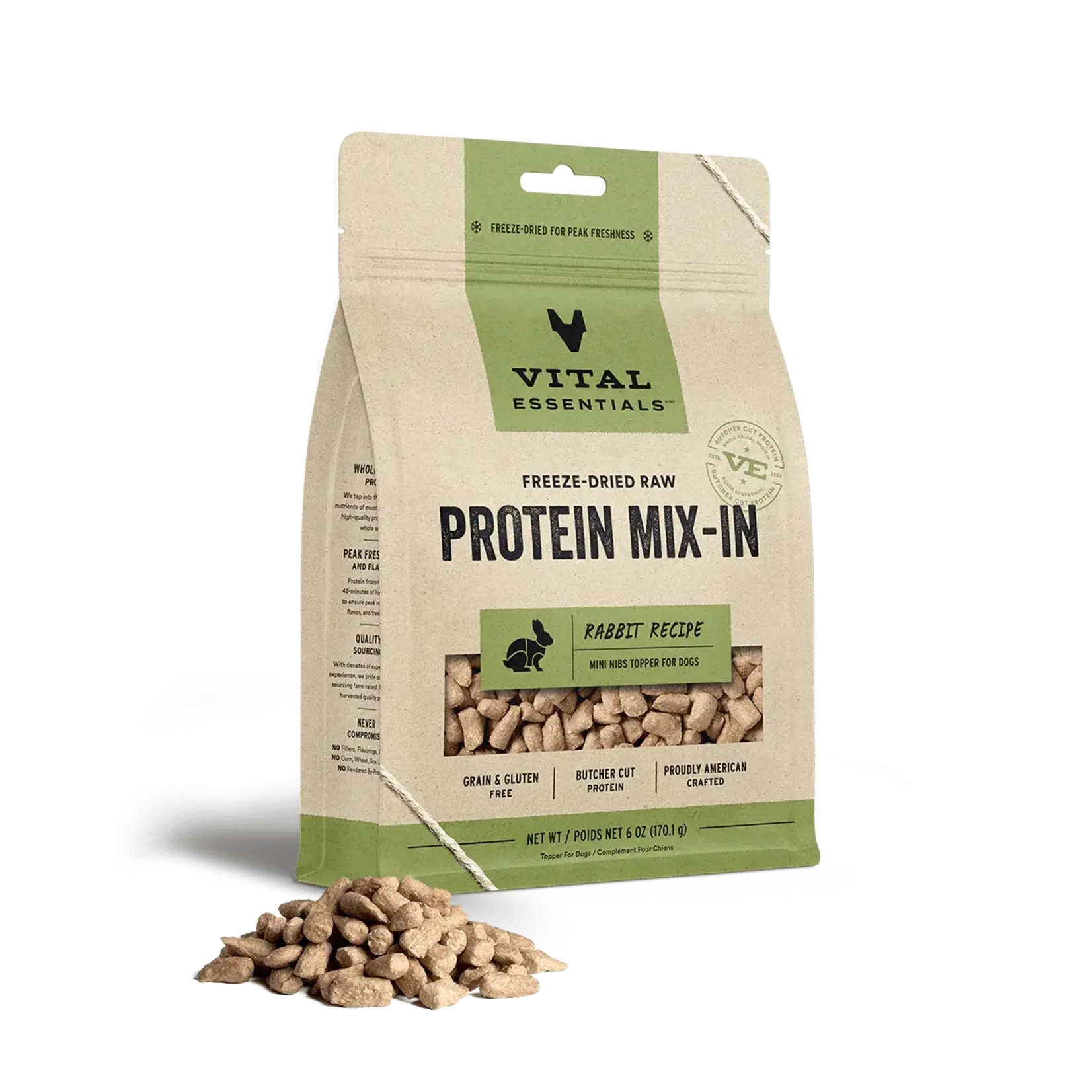 Vital Essentials Vital Essentials Dog FD Protein Mix-In Mini Nibs Topper Rabbit Recipe 6oz