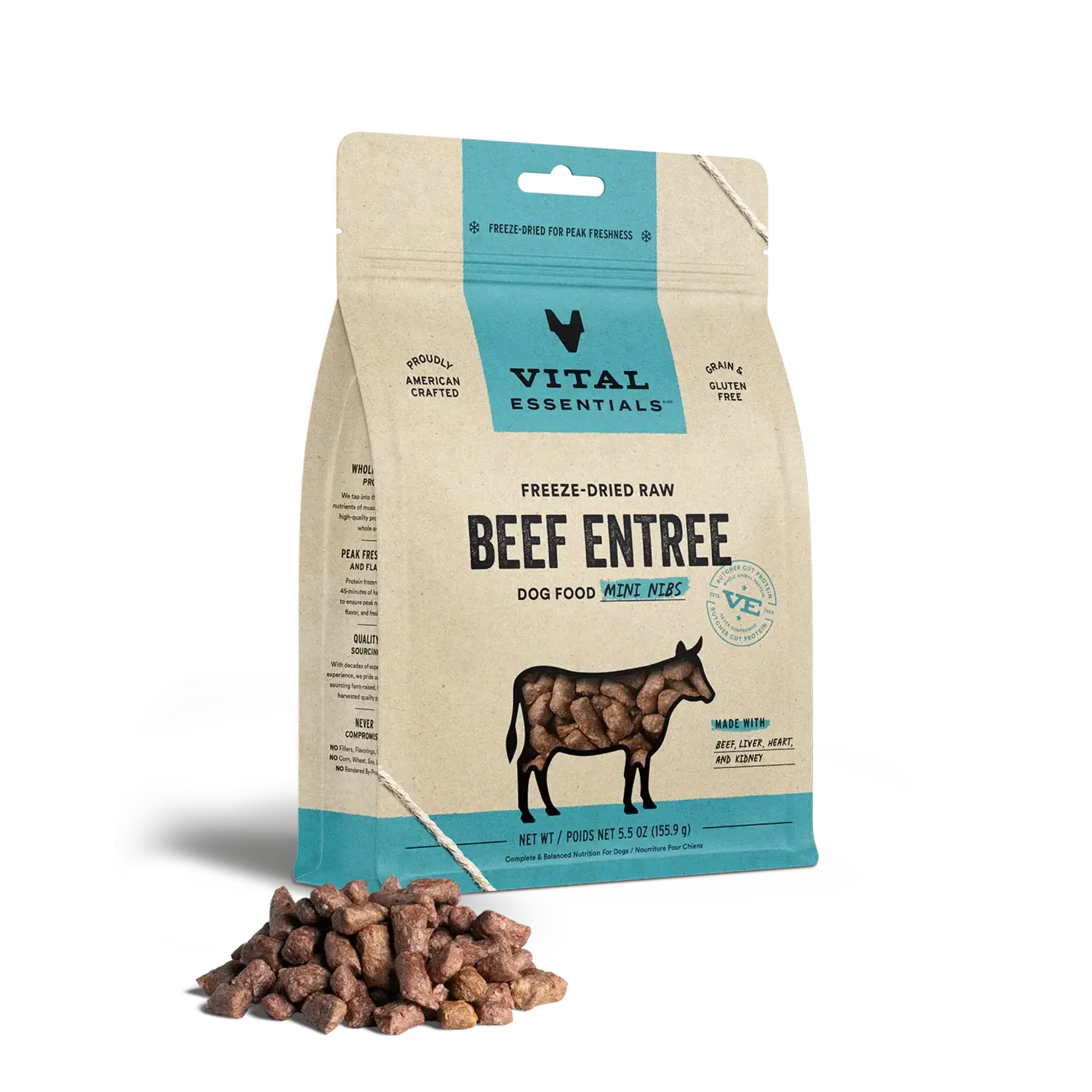 Vital Essentials Vital Essentials Dog FD Raw Mini Nibs Beef Entree 5.5oz
