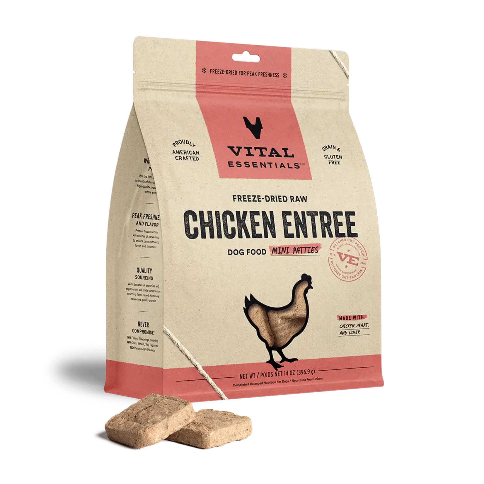 Vital Essentials Vital Essentials Dog FD Raw Mini Patties Chicken Entree 14oz