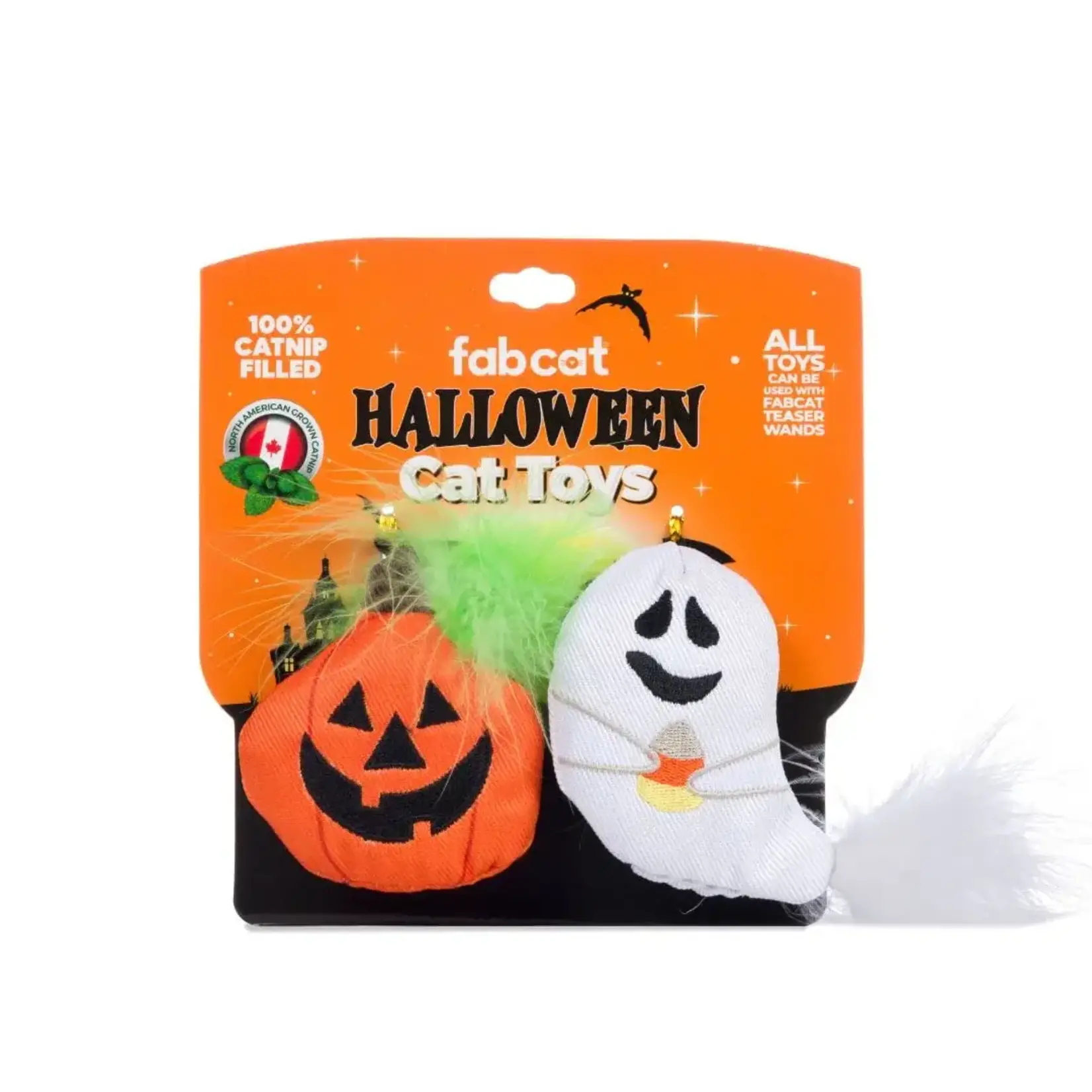 fabdog® fabcat® Pumpkin & Ghost 2pk Catnip Toy
