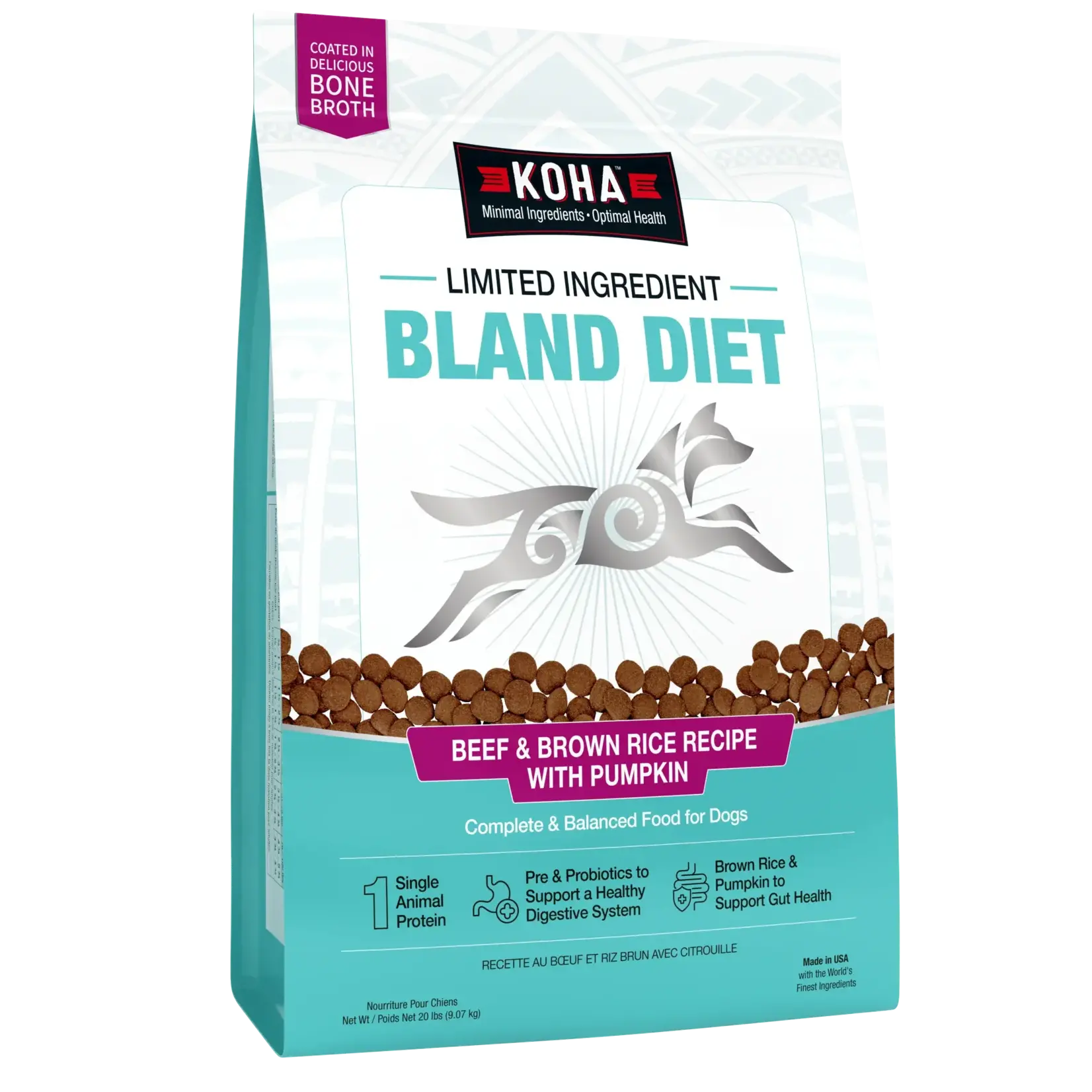 Koha Koha D LID Bland Diet Beef & Brown Rice Kibble 20#