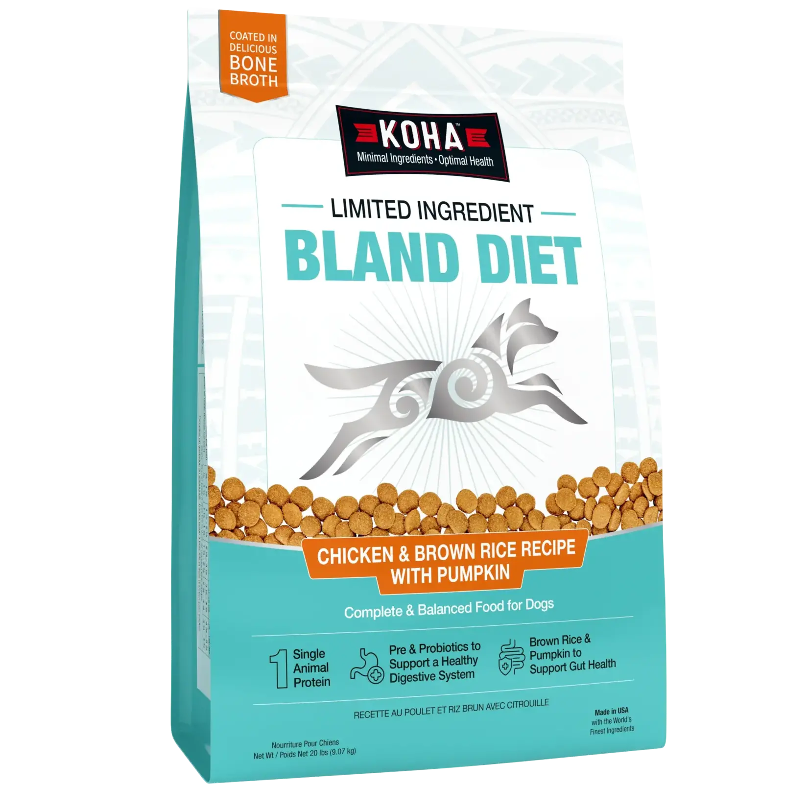 Koha Koha D LID Bland Diet Chicken & Brown Rice Kibble 20#