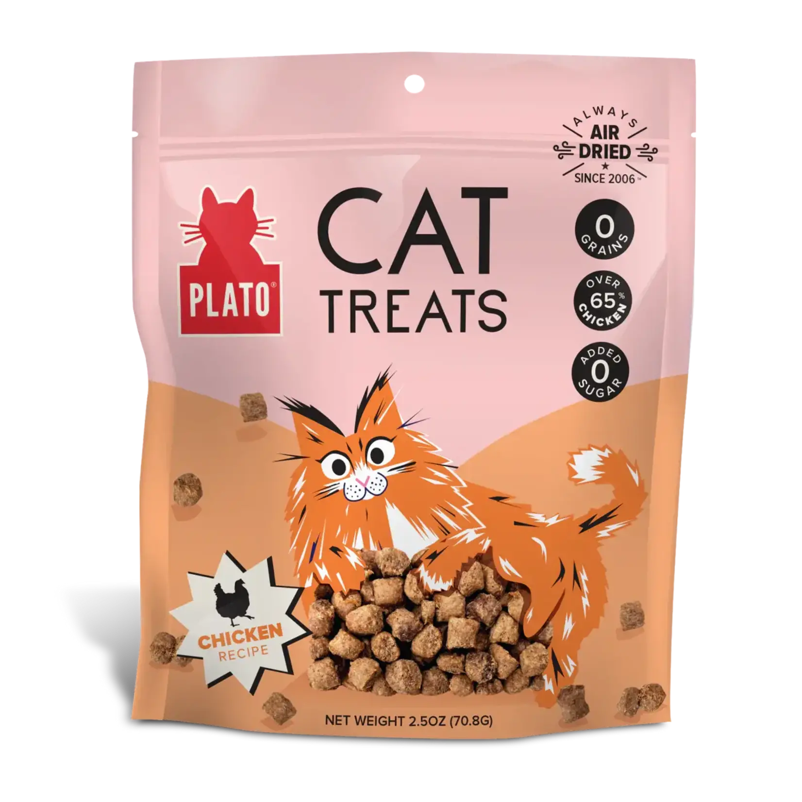 Plato Pet Treats Plato Air-Dried Cat Treats Chicken Recipe 2.5oz