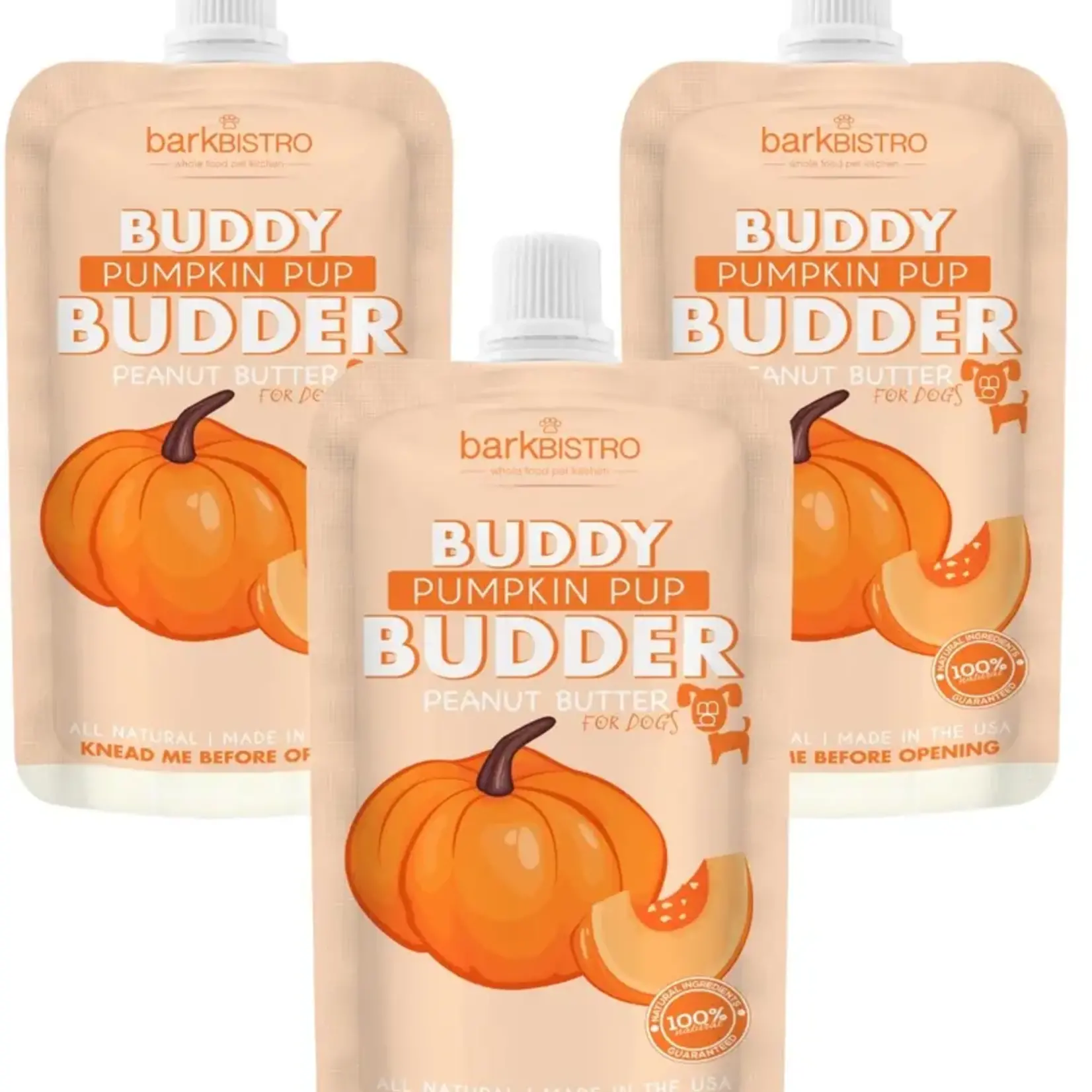 Bark Bistro Buddy Budder Pumpkin Pup Peanut Butter & Pumpkin Pouch 4OZ
