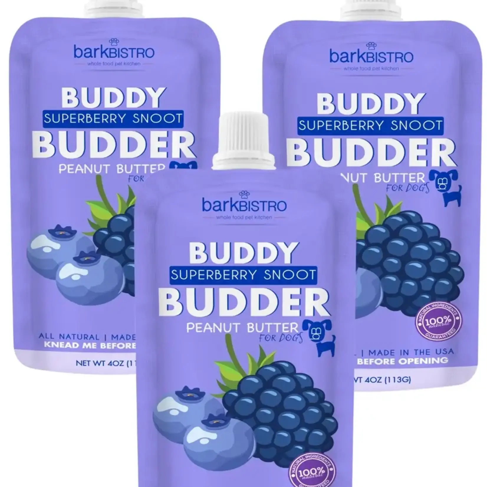 Bark Bistro Buddy Budder Superberry Snoot Peanut Butter Pouch for Dogs 4oz